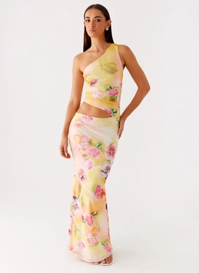 Chill Mode Seranella One Shoulder Maxi Dress - Sunburst Floral