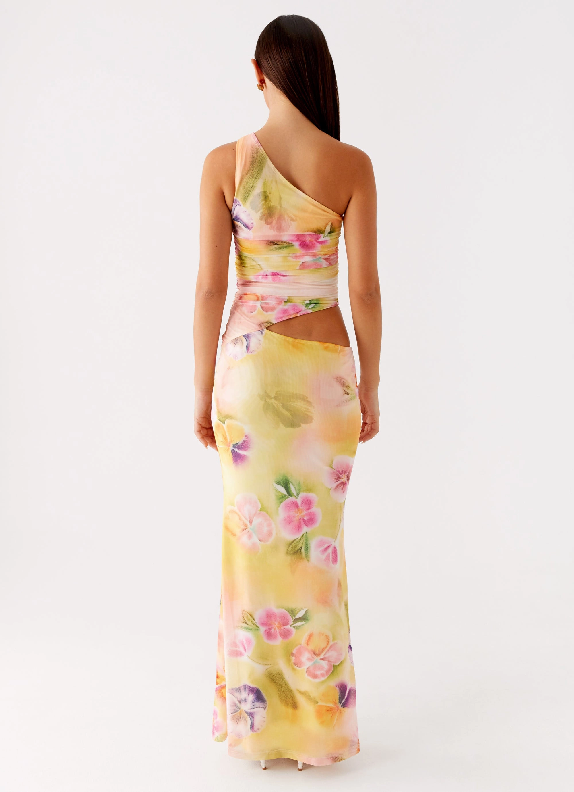 Seranella One Shoulder Maxi Dress - Sunburst Floral Versatile Wear