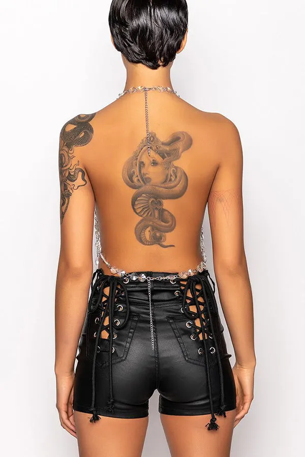 Sexy Hollow Shiny Crystal Pendant Vest