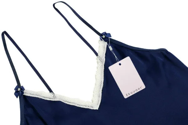 Sexy Ladies' V-neck Spaghetti Strap Satin Pajamas