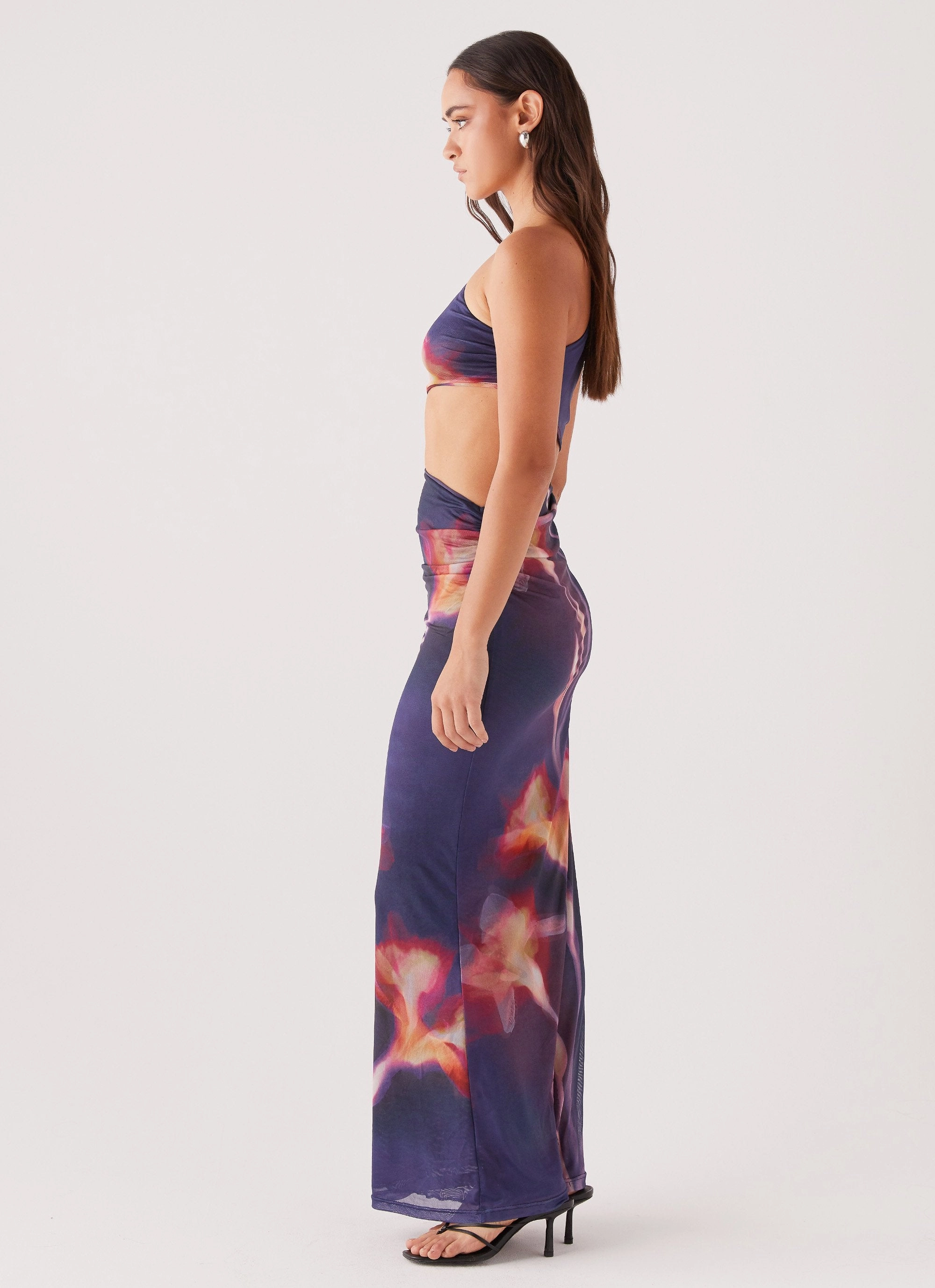 Gentle Flow Comfortable Waist Design Shadows In The Sun Mesh Maxi Dress - Ember Rose