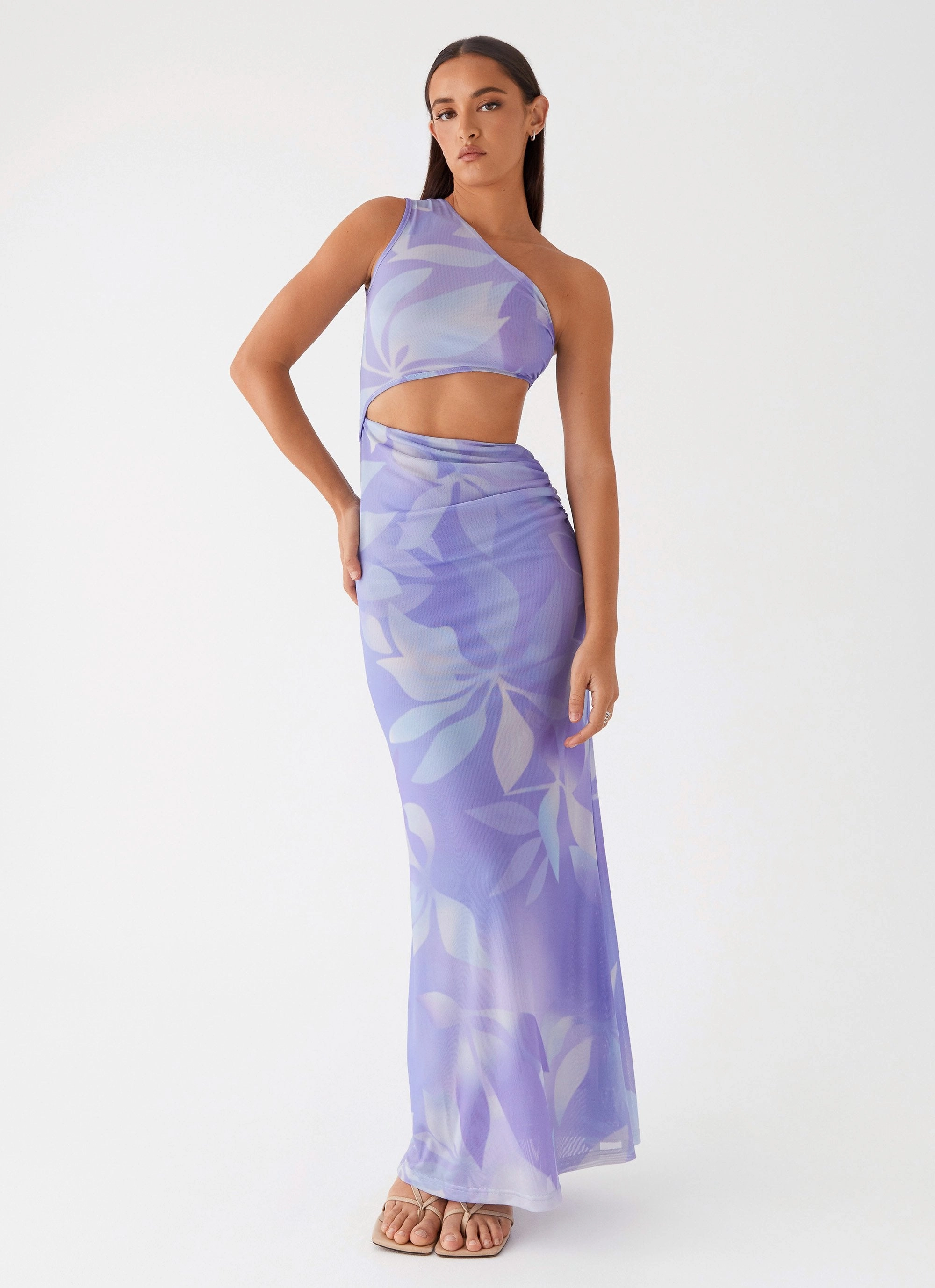 Shadows In The Sun Mesh Maxi Dress - Purple Rain Evening Motion Flowing Fit