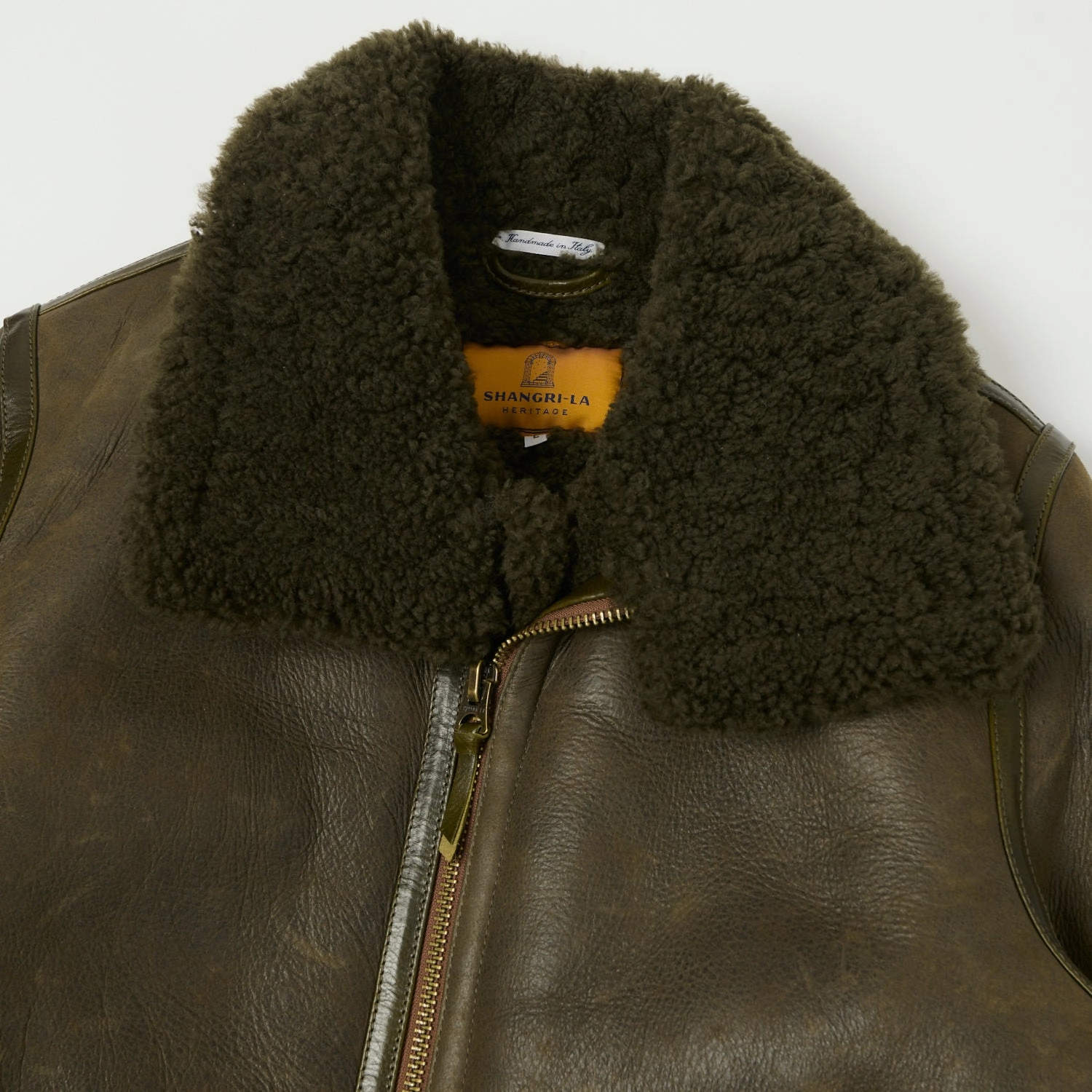 Shangri-La Heritage 'Aviatore' B-3 Shearling Flight Jacket - Green