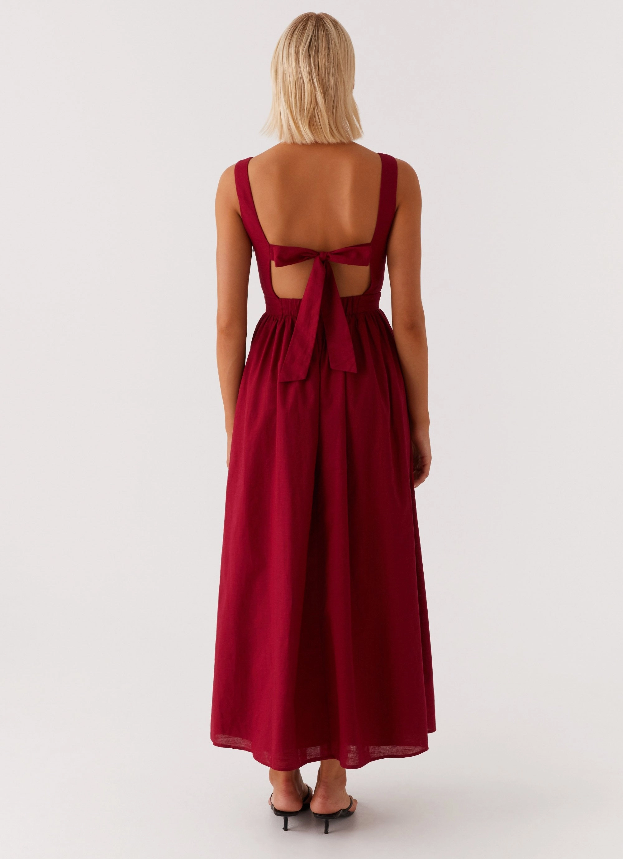 Brylin Linen Midi Dress - Red Casual Layers Travel Friendly