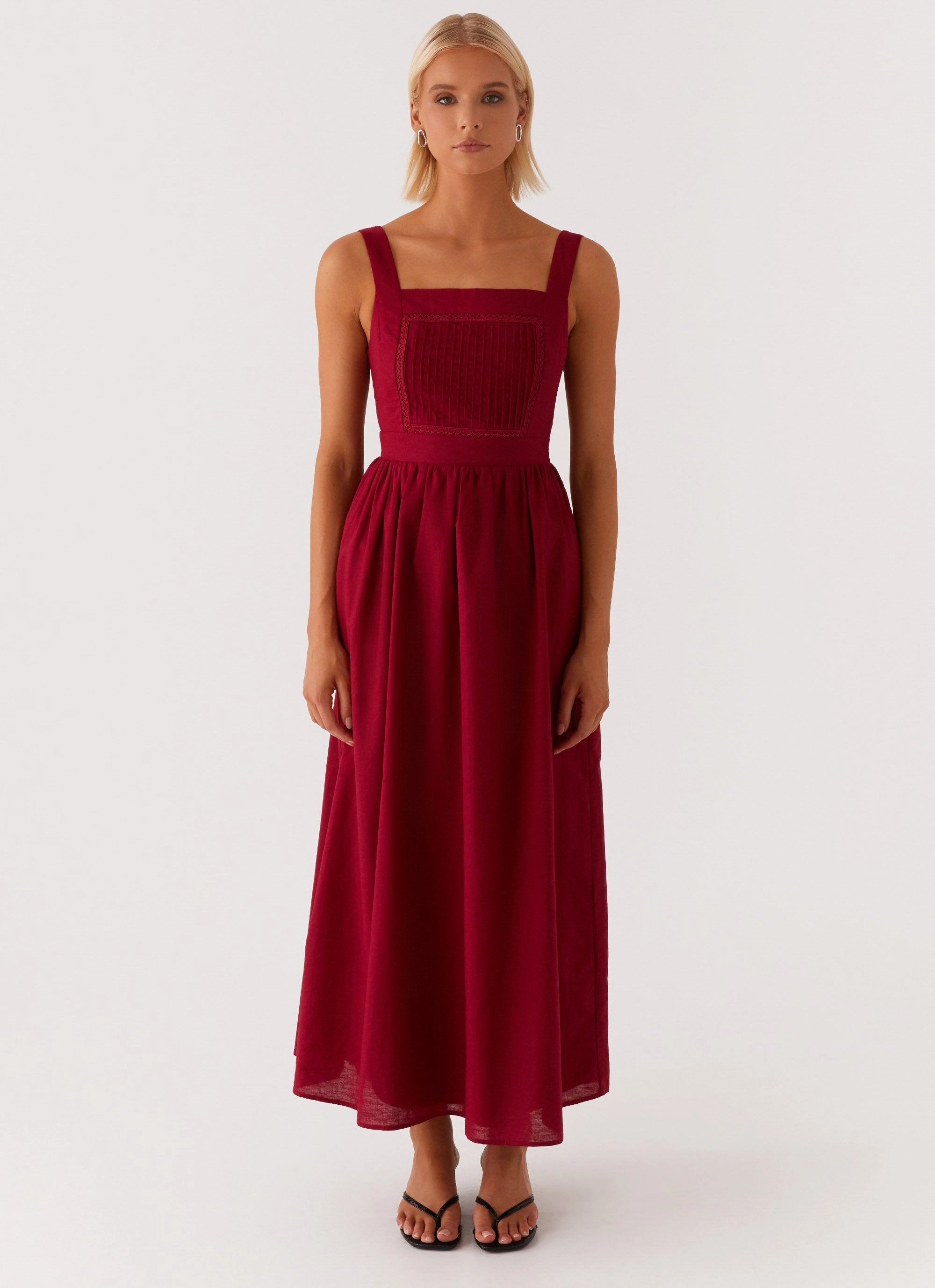 Brylin Linen Midi Dress - Red Heritage-Brand