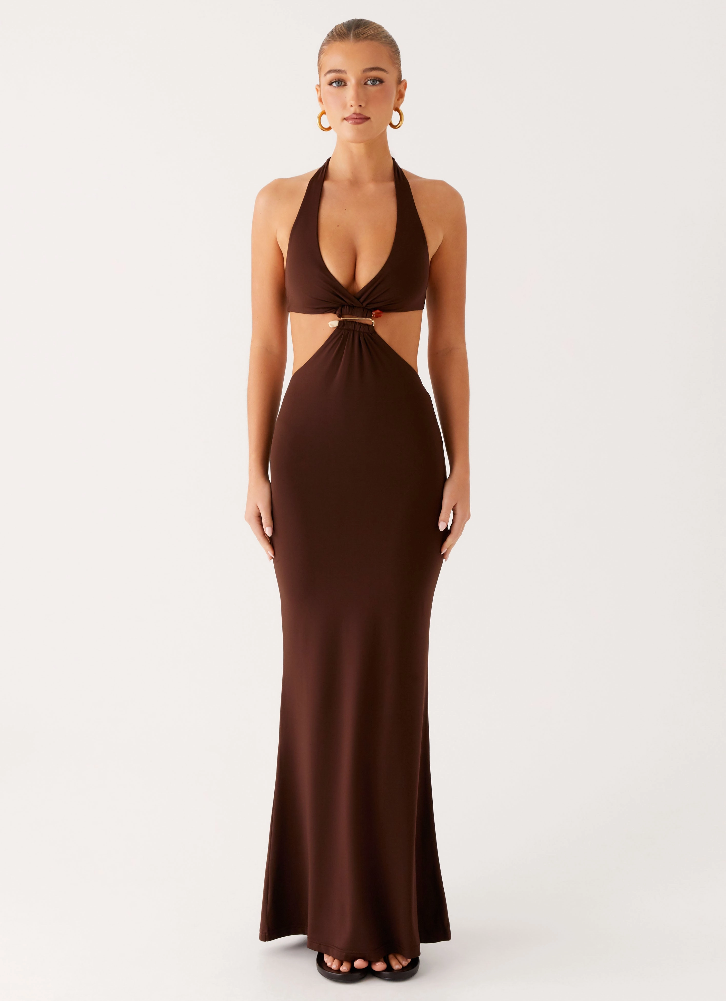 Shawnie Maxi Dress - Chocolate Smart Waistband Design