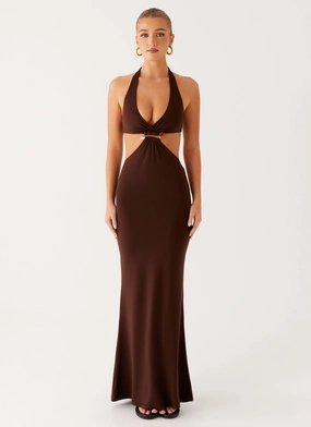 Shawnie Maxi Dress - Chocolate Smart Waistband Design