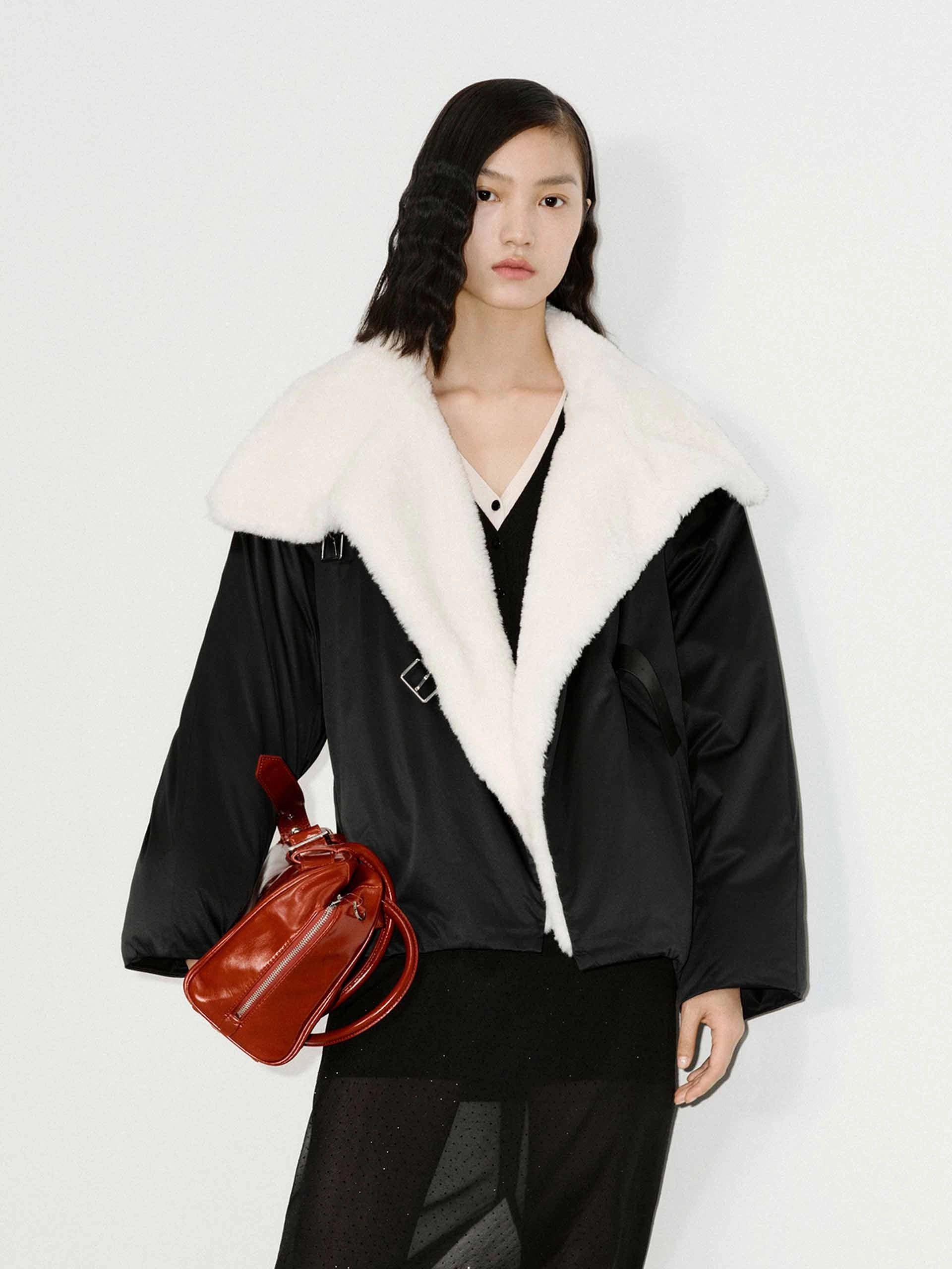 Shearling Detail Quilted Jacket