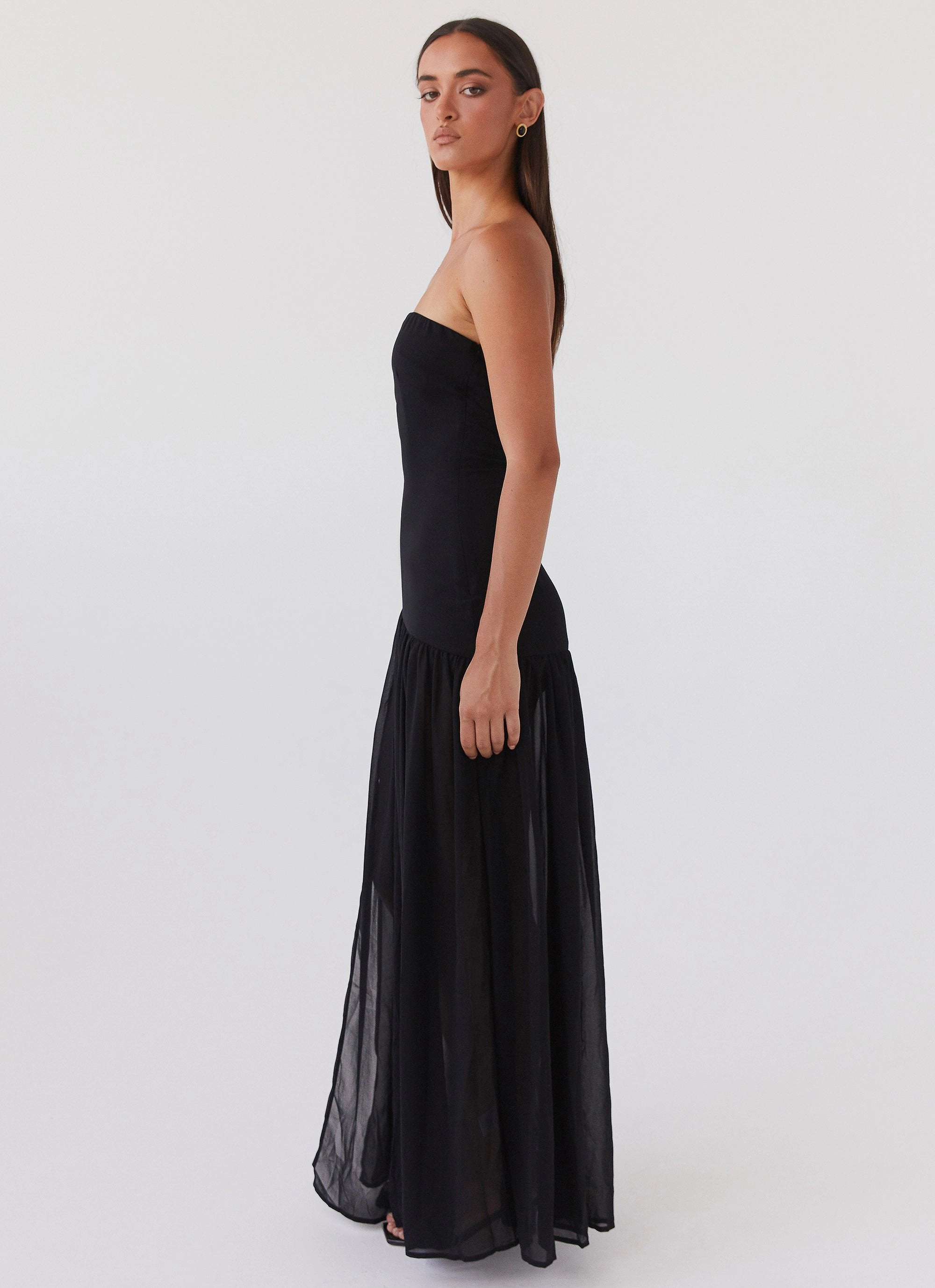 Polished Edge elegant design Eden Strapless Maxi Dress - Black