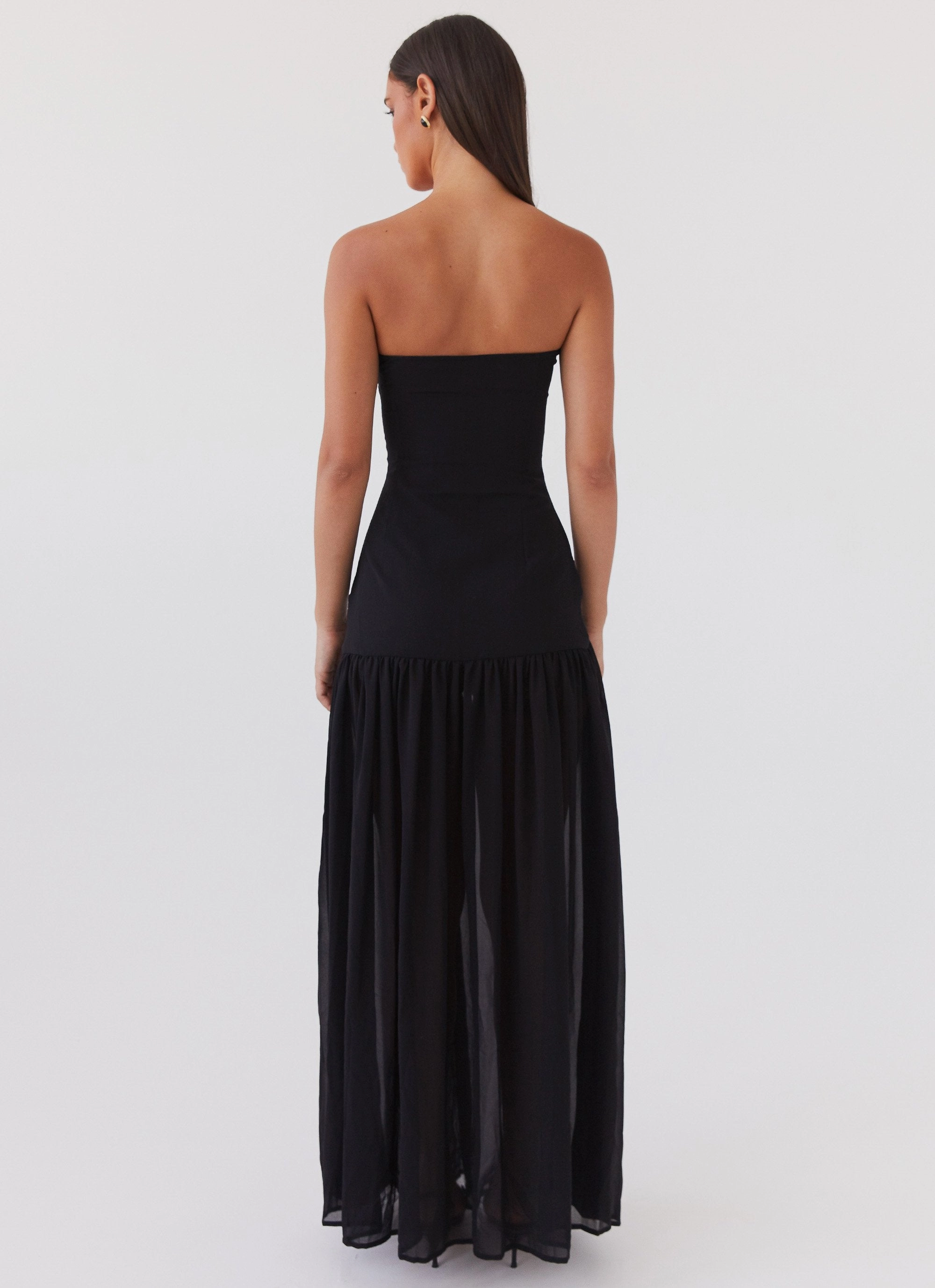 Trendy Layering Eden Strapless Maxi Dress - Black