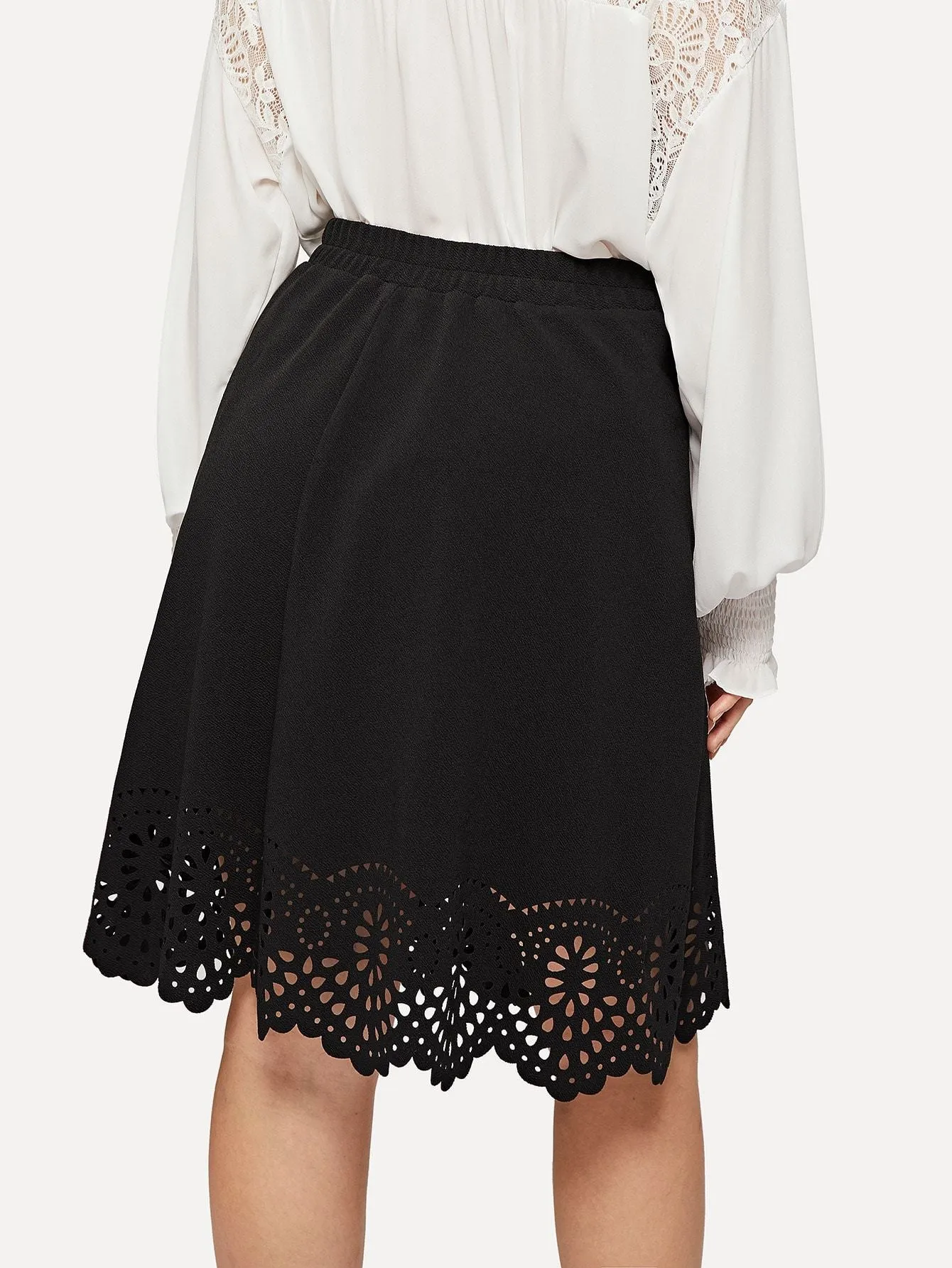 SHEIN Plus Scallop Cut Solid Skirt