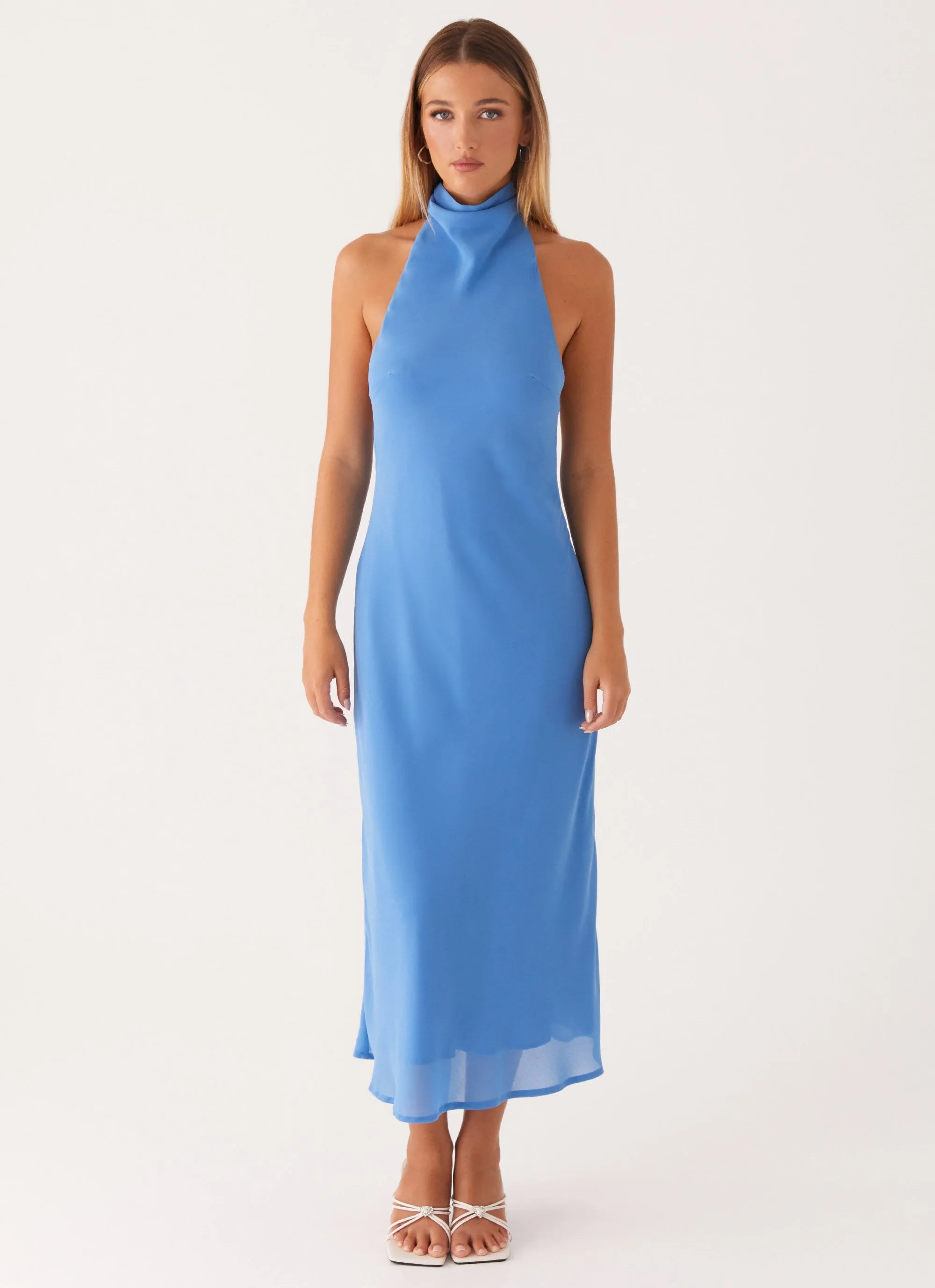 Vibrant Colors Odor Control Fabric Shelly Midi Dress - Azure