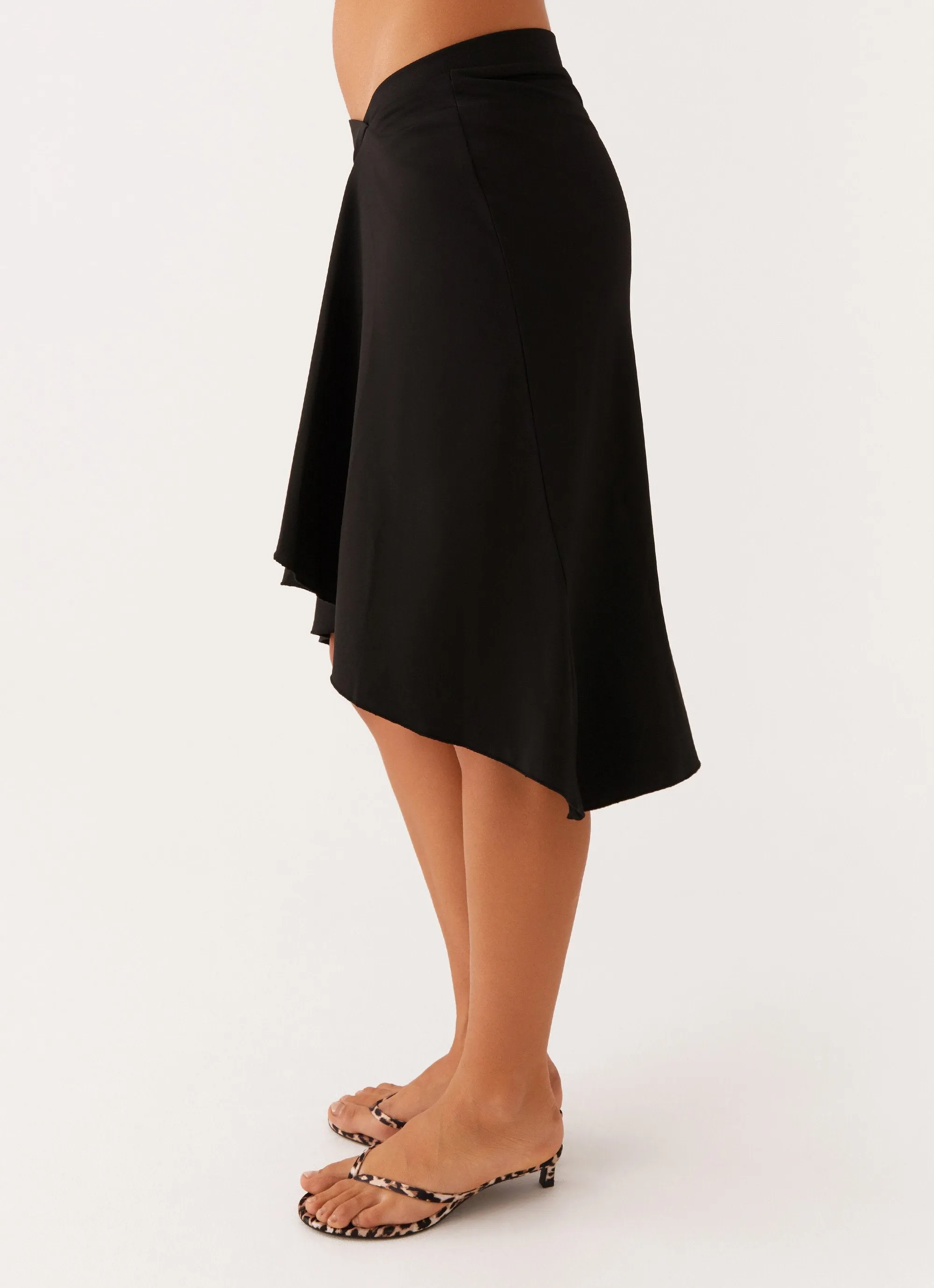 Wearable Art Airy Feel Shes A Lady Midi Skirt - Black