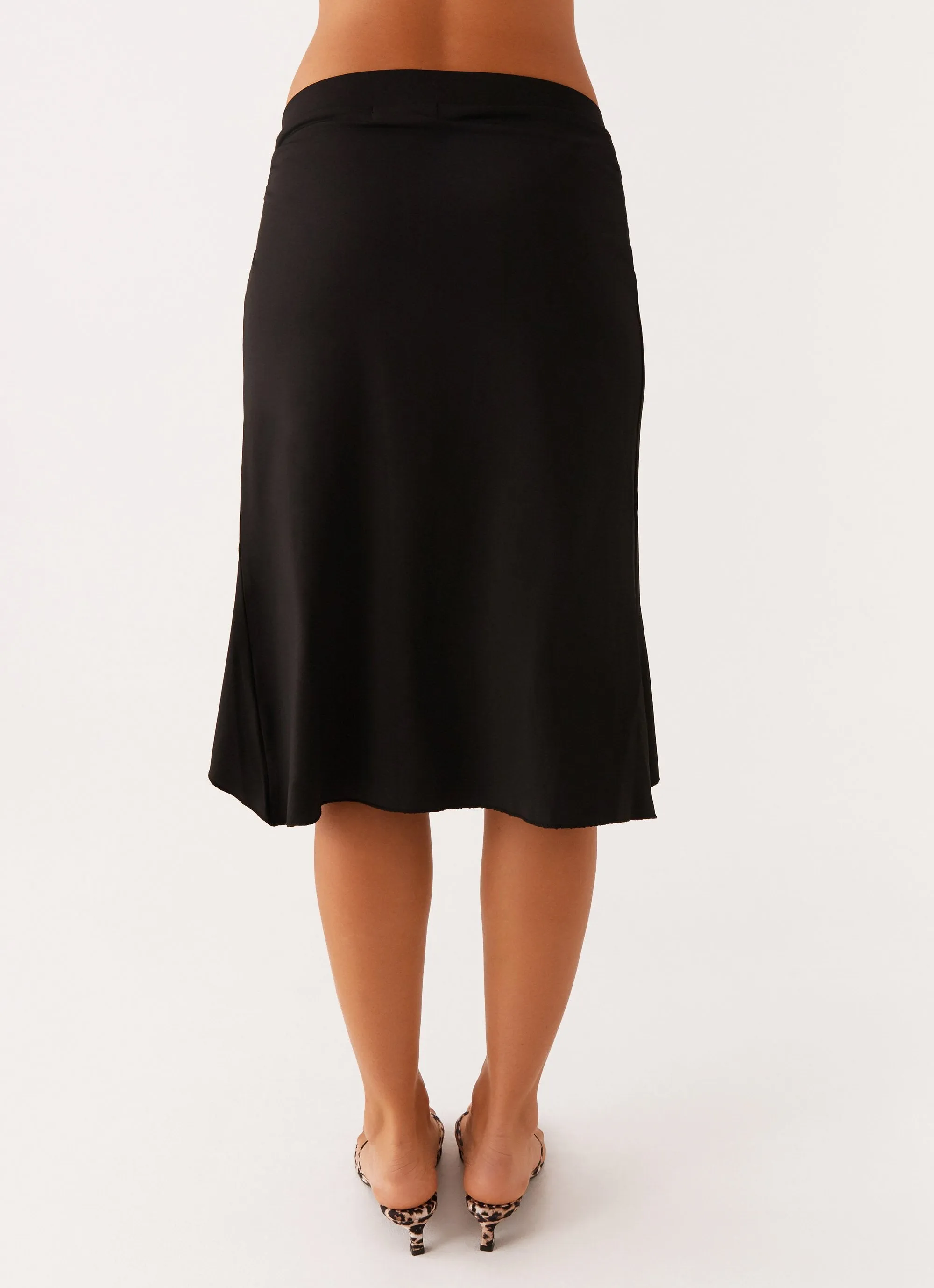 Wrap Closure Shes A Lady Midi Skirt - Black