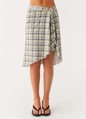 Shes A Lady Midi Skirt - Cedar Check Laidback Drape Shes A Lady Midi Skirt - Cedar Check Flexible Knit