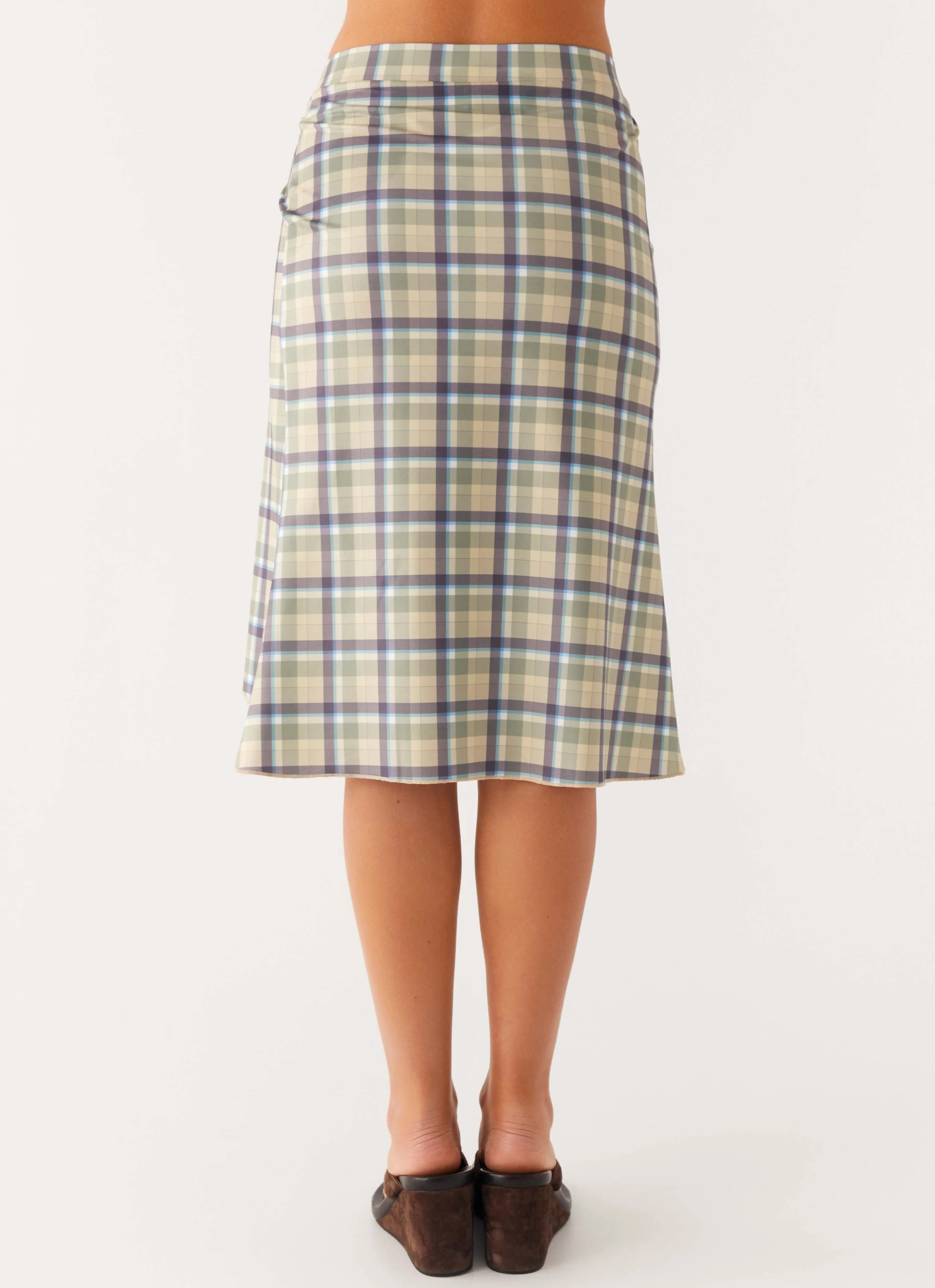 Timeless Piece Shes A Lady Midi Skirt - Cedar Check