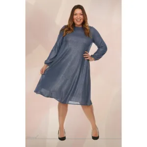 Shimmer A-Line Dress, Blue - PLUS SIZE