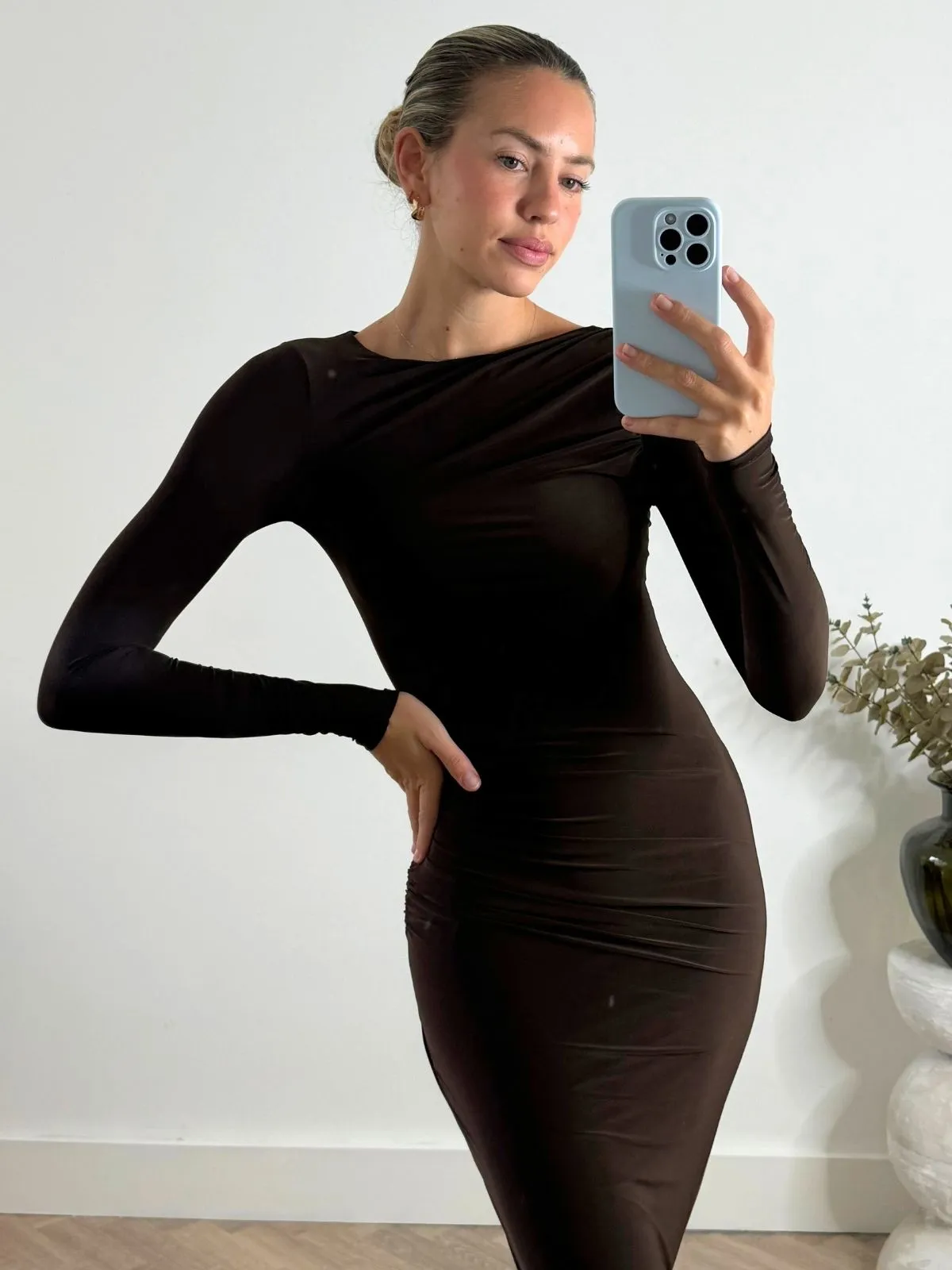 Harmonious Layers Modern Soft Katie Slinky Maxi Dress / Chocolate