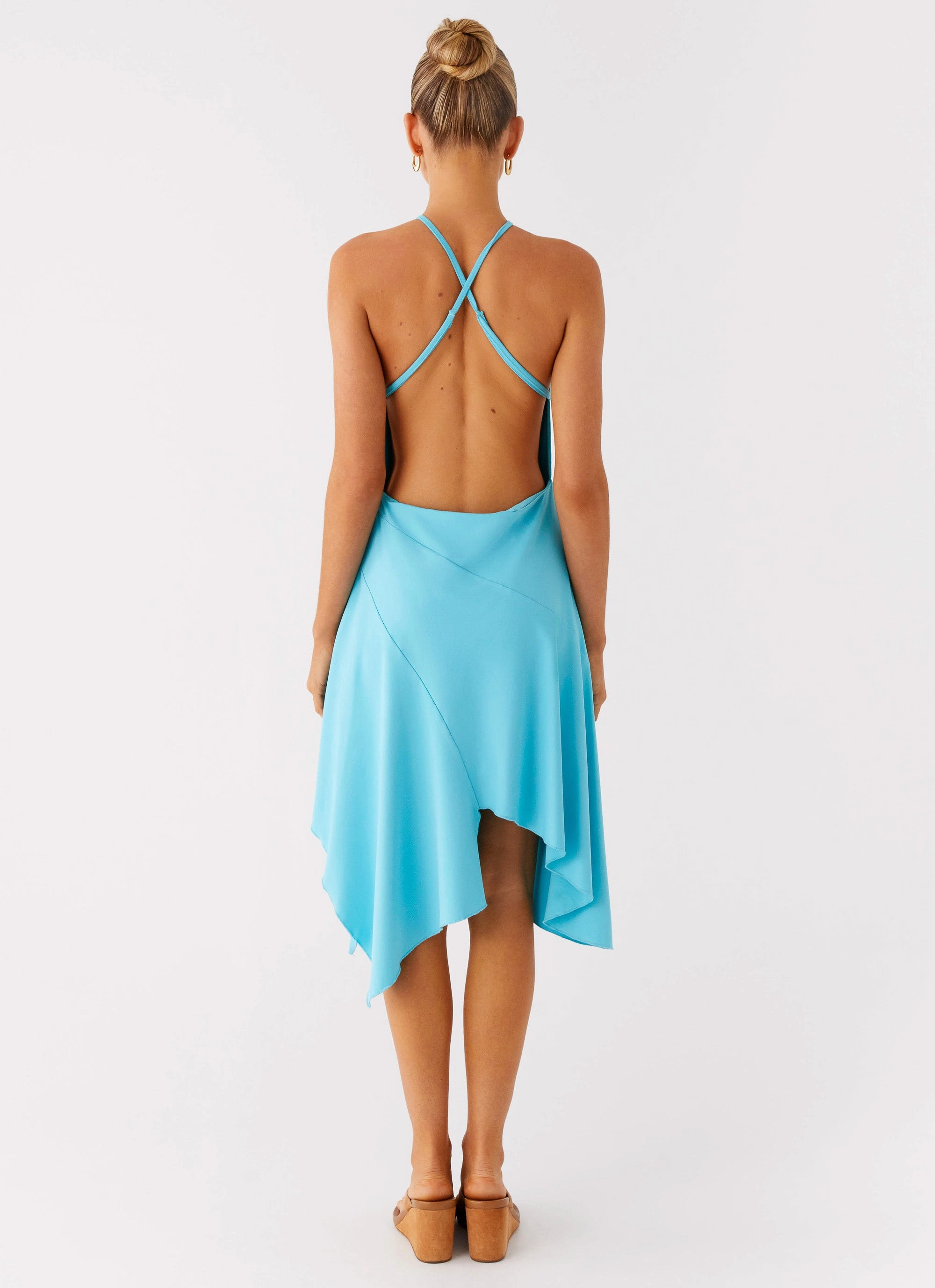 Salt Kiss Midi Dress - Turquoise Elegant Mood Open-back
