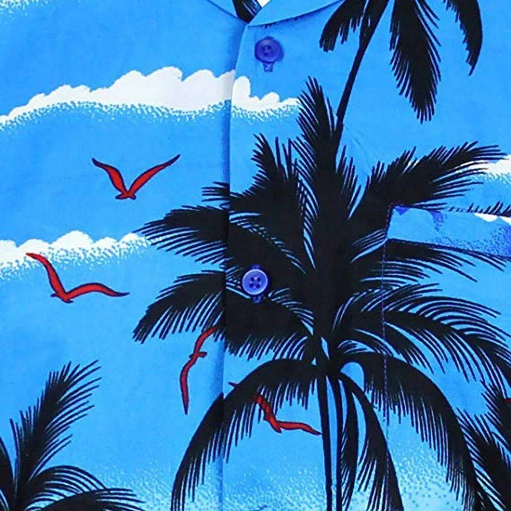 Shirt-Hawaiian Men's Shirt, Palm Tree Print