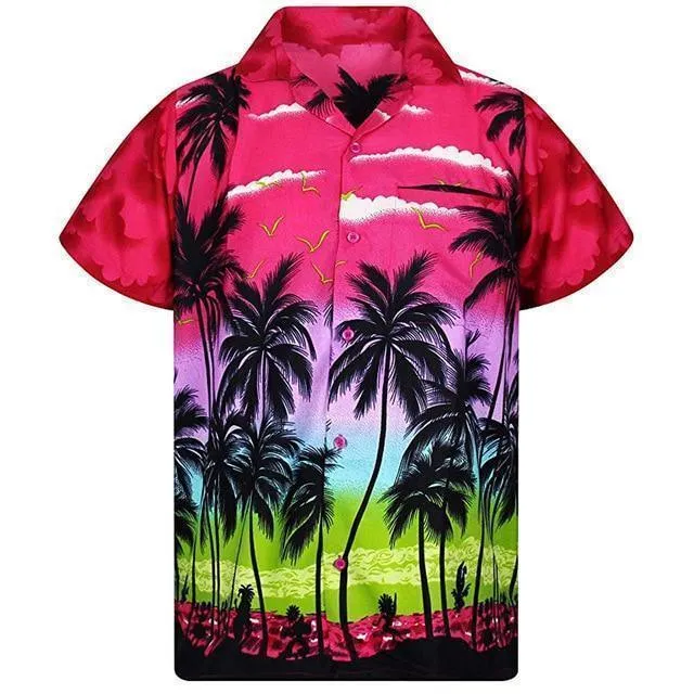 Shirt-Hawaiian Men's Shirt, Palm Tree Print