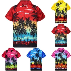 Shirt-Hawaiian Men's Shirt, Palm Tree Print