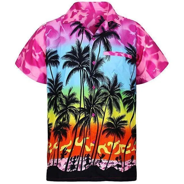 Shirt-Hawaiian Men's Shirt, Palm Tree Print
