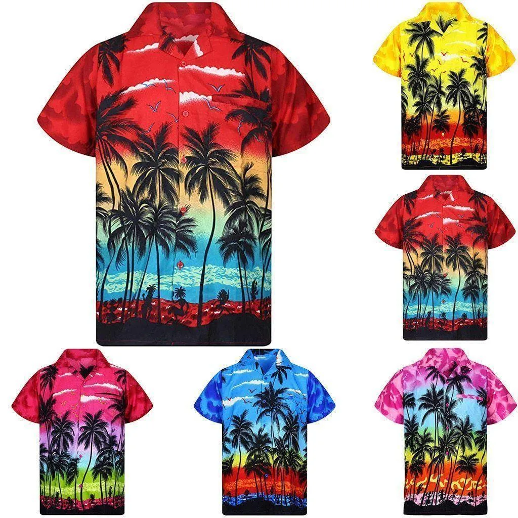 Shirt-Hawaiian Men's Shirt, Palm Tree Print