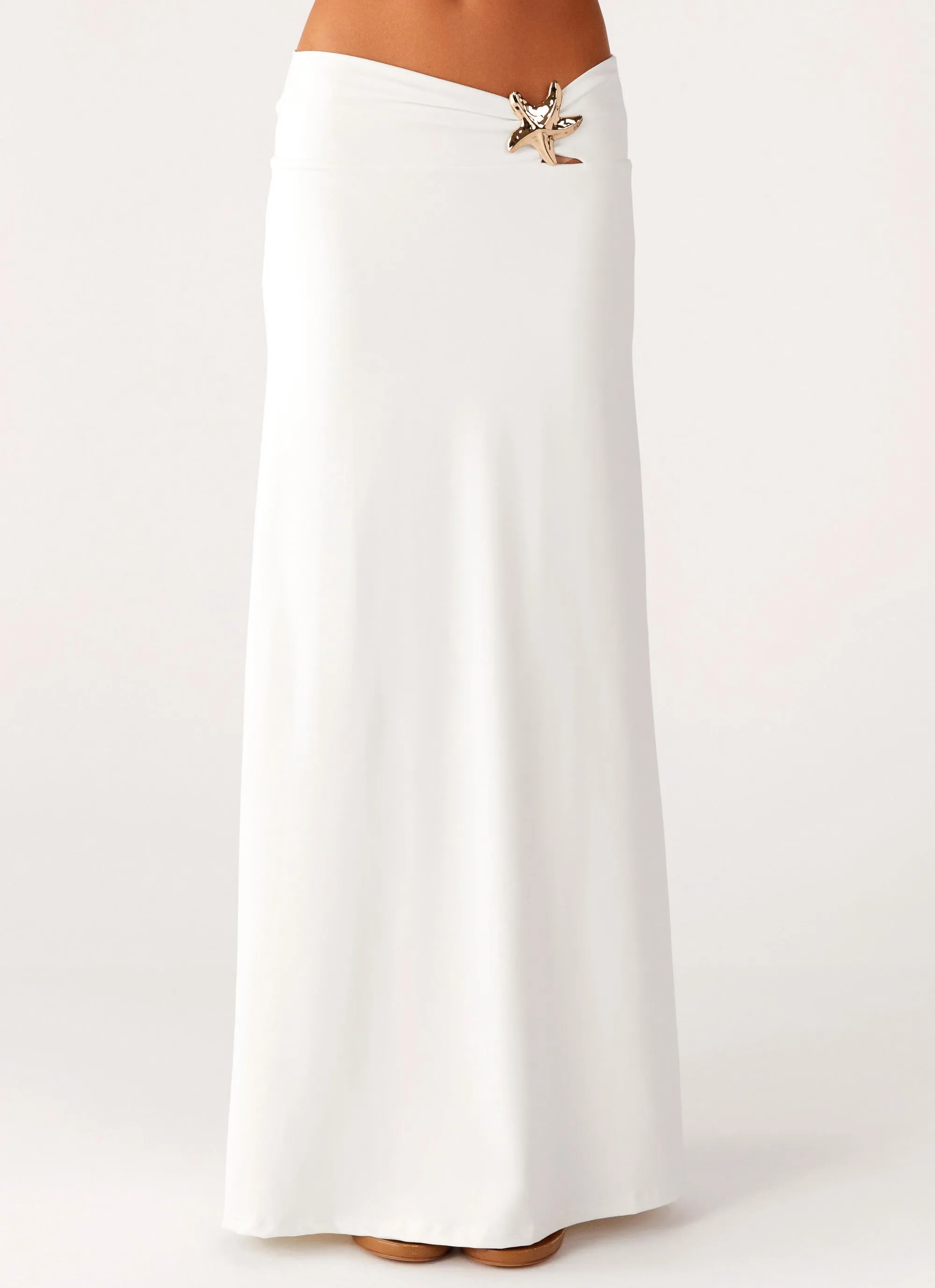 Neat Look Ethically Made Shoreline Glow Maxi Skirt - Off White