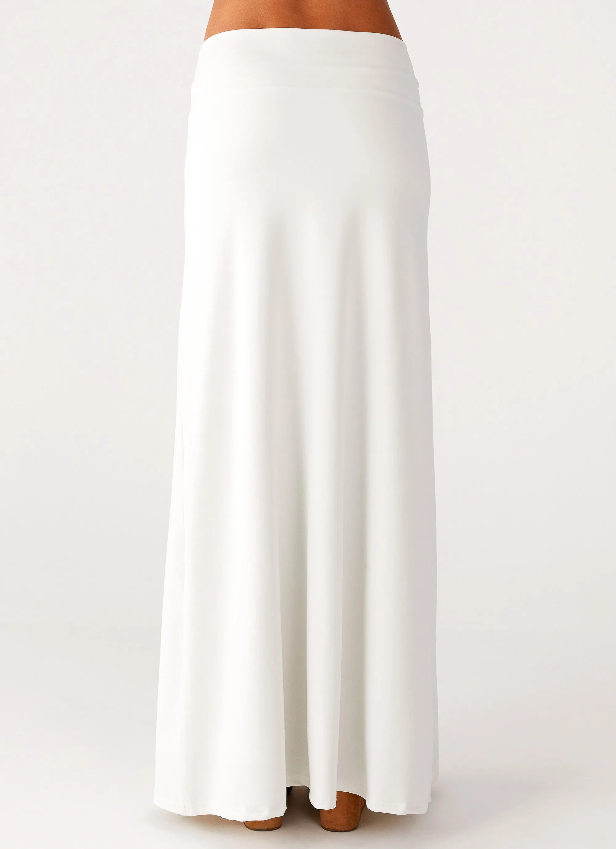 Shoreline Glow Maxi Skirt - Off White Drawstring closure gentle style