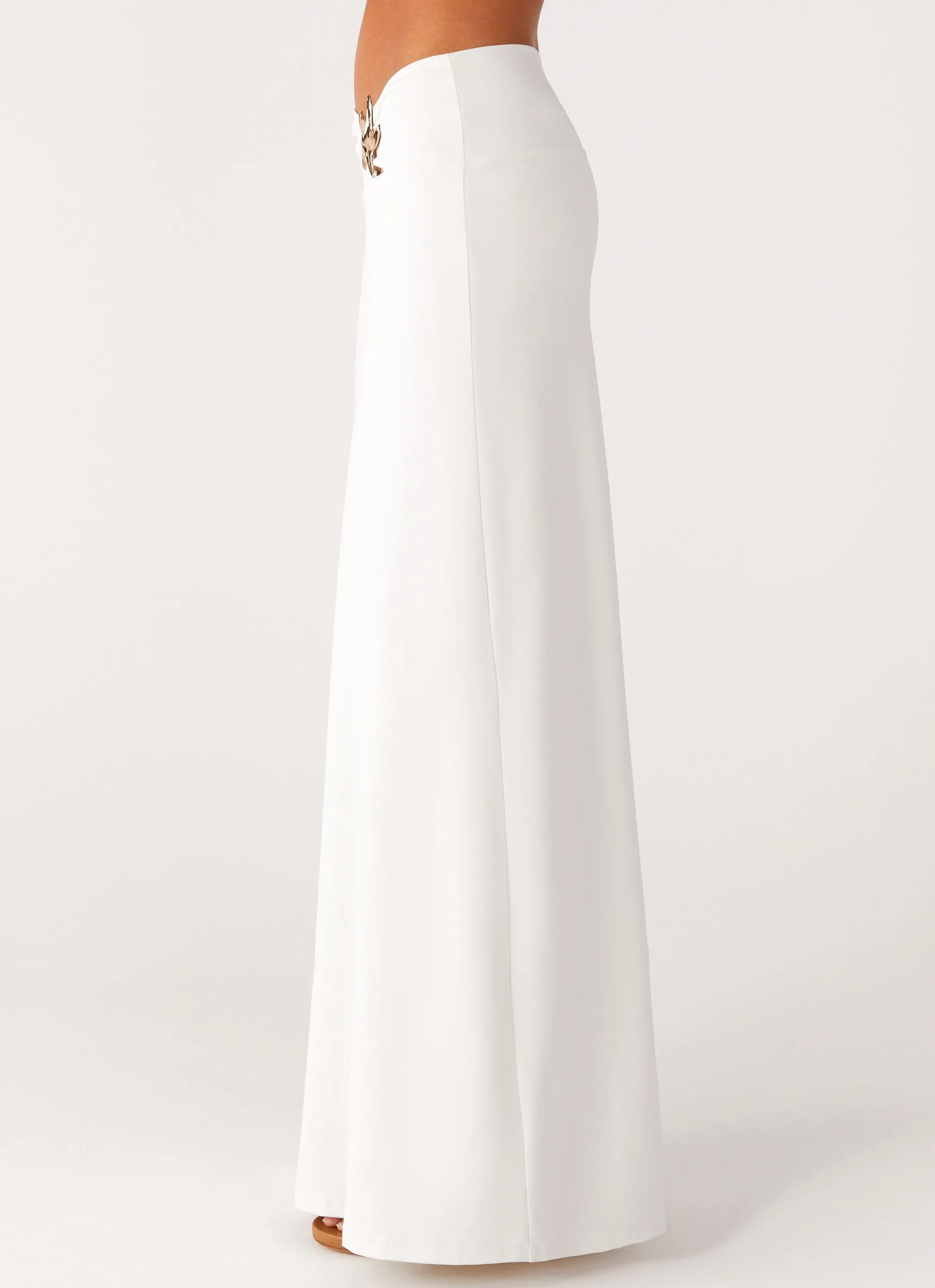 Shoreline Glow Maxi Skirt - Off White Two Tone Trim