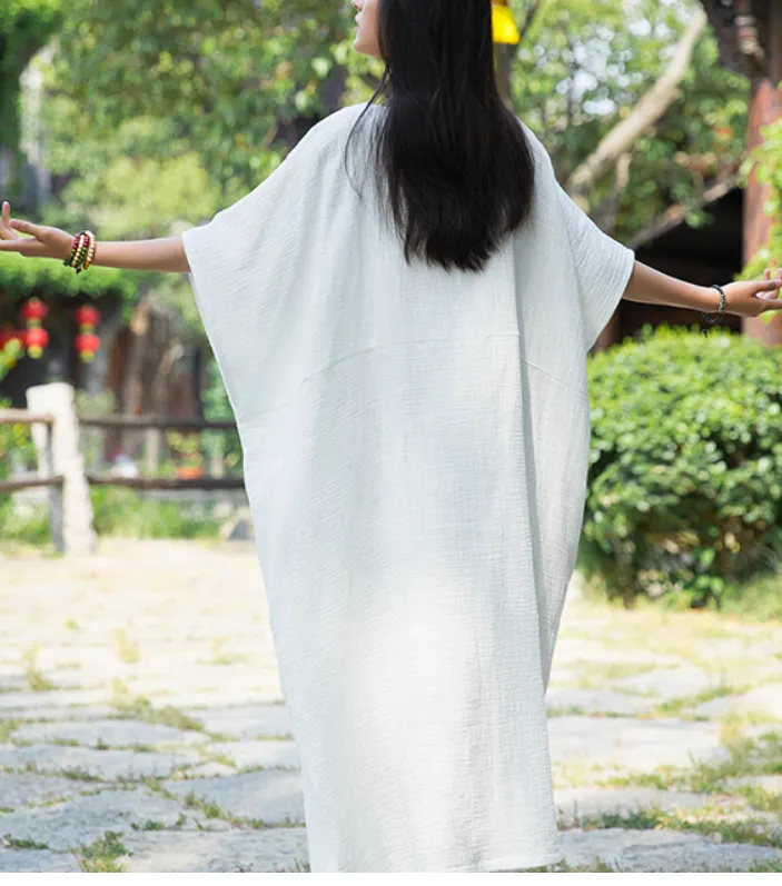 Short Sleeve Women Dresses Casual Linen Cotton Women Dresses Loose StyleBXF97215