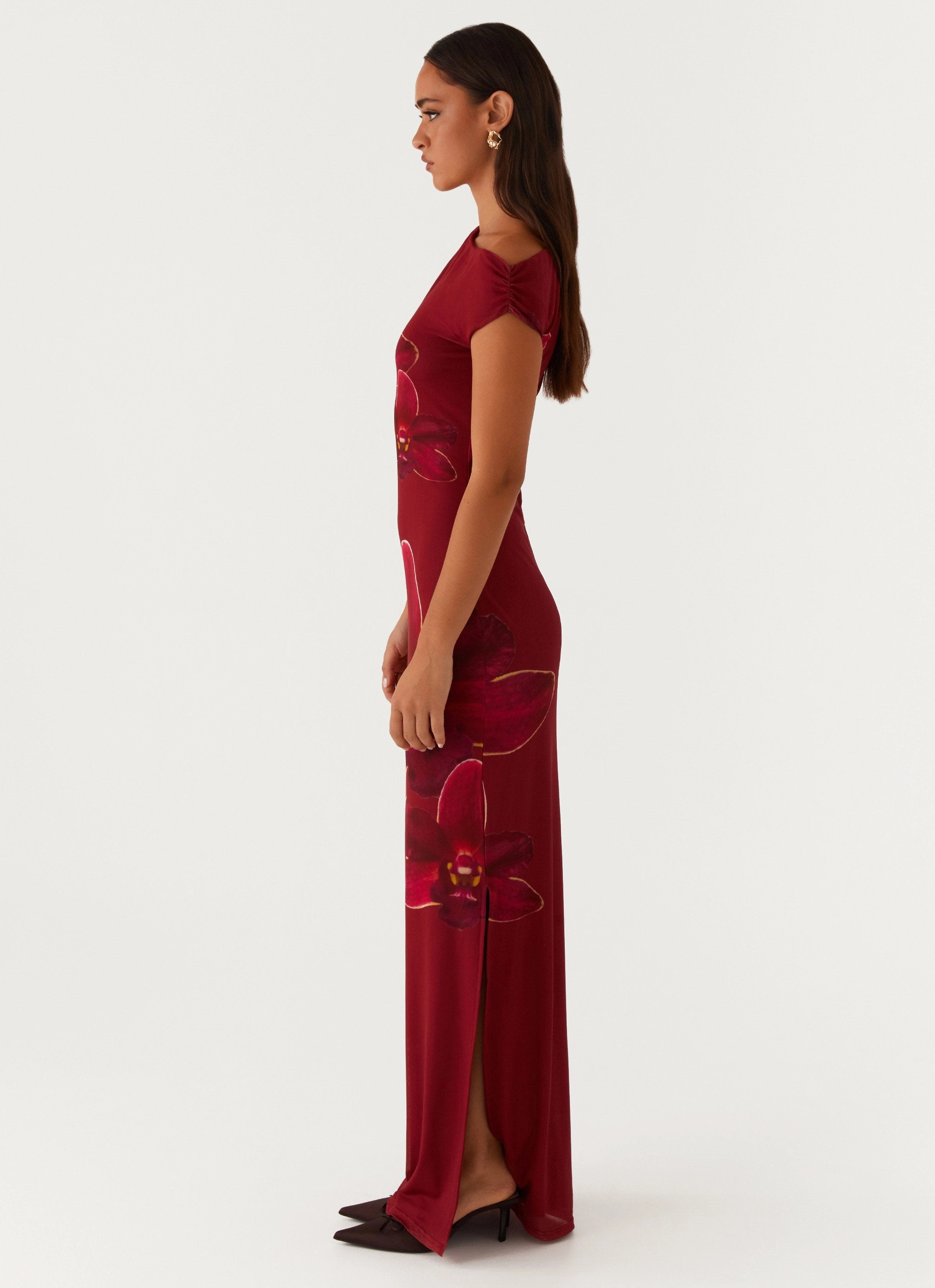 Silk-Blend Showtime Maxi Dress - Maroon