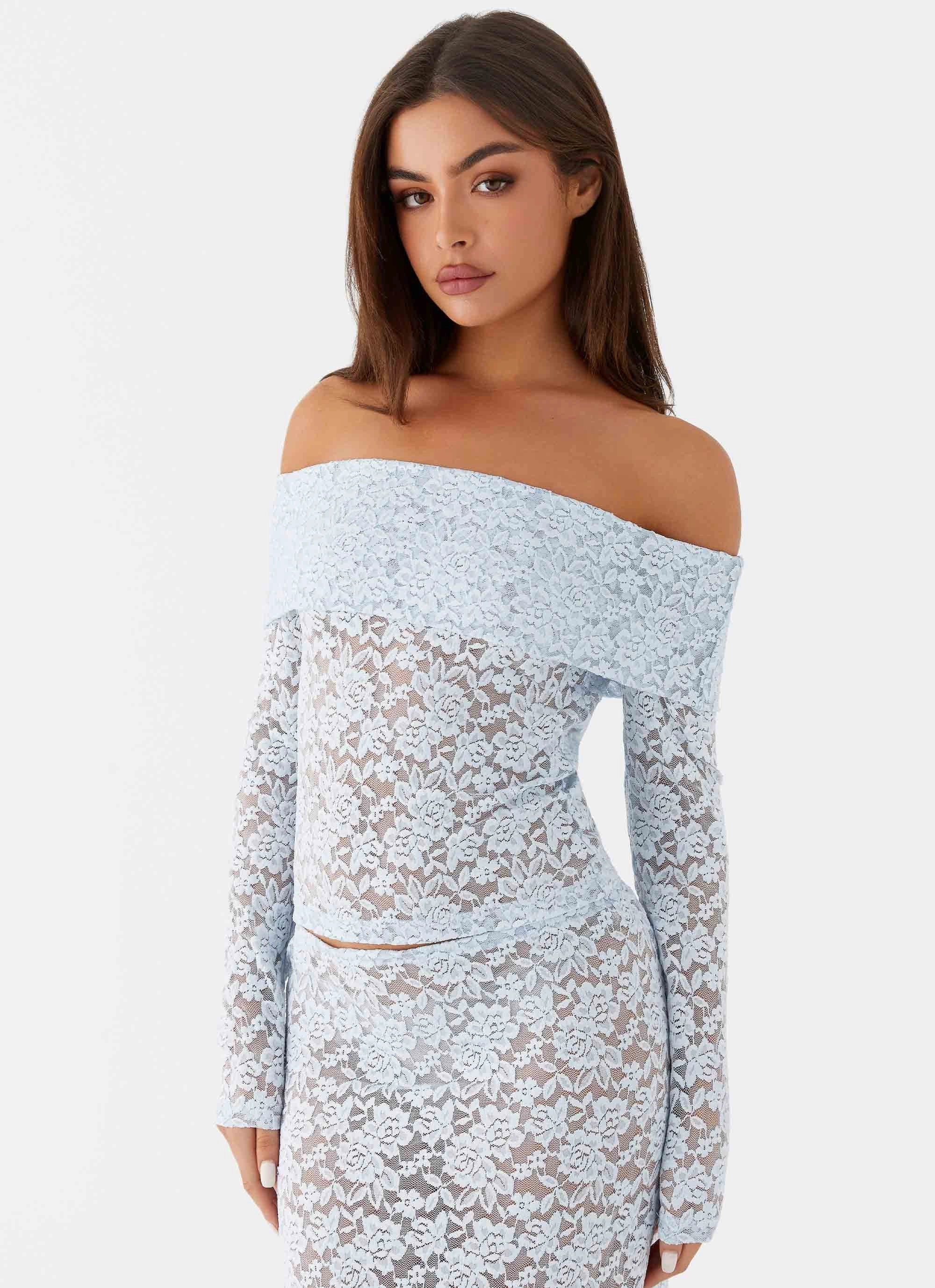 Top Guard Zephyra Lace Long Sleeve Top - Blue Cloud
