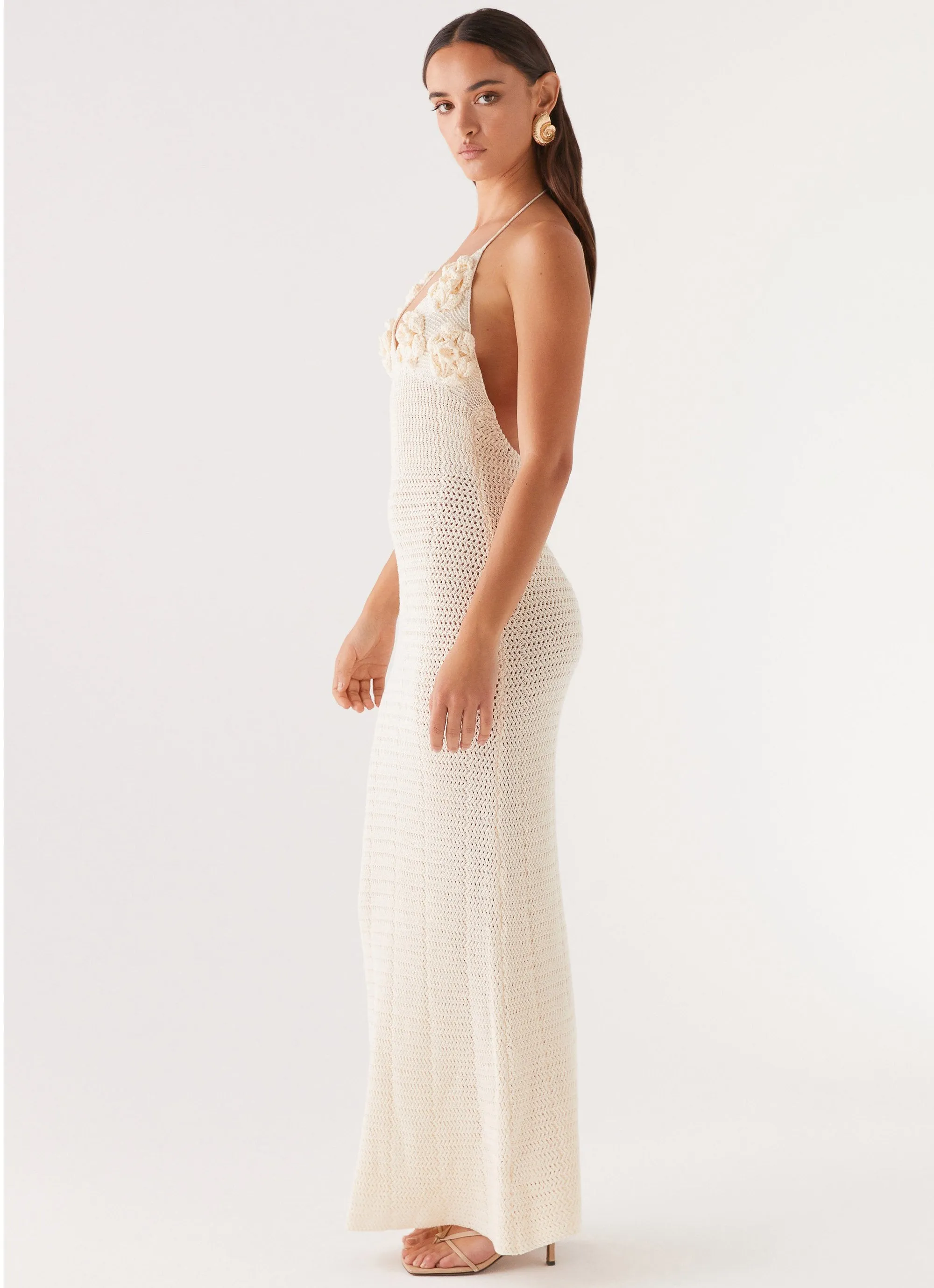 Zara Rose Crochet Maxi Dress - Ivory Comfort First Fit