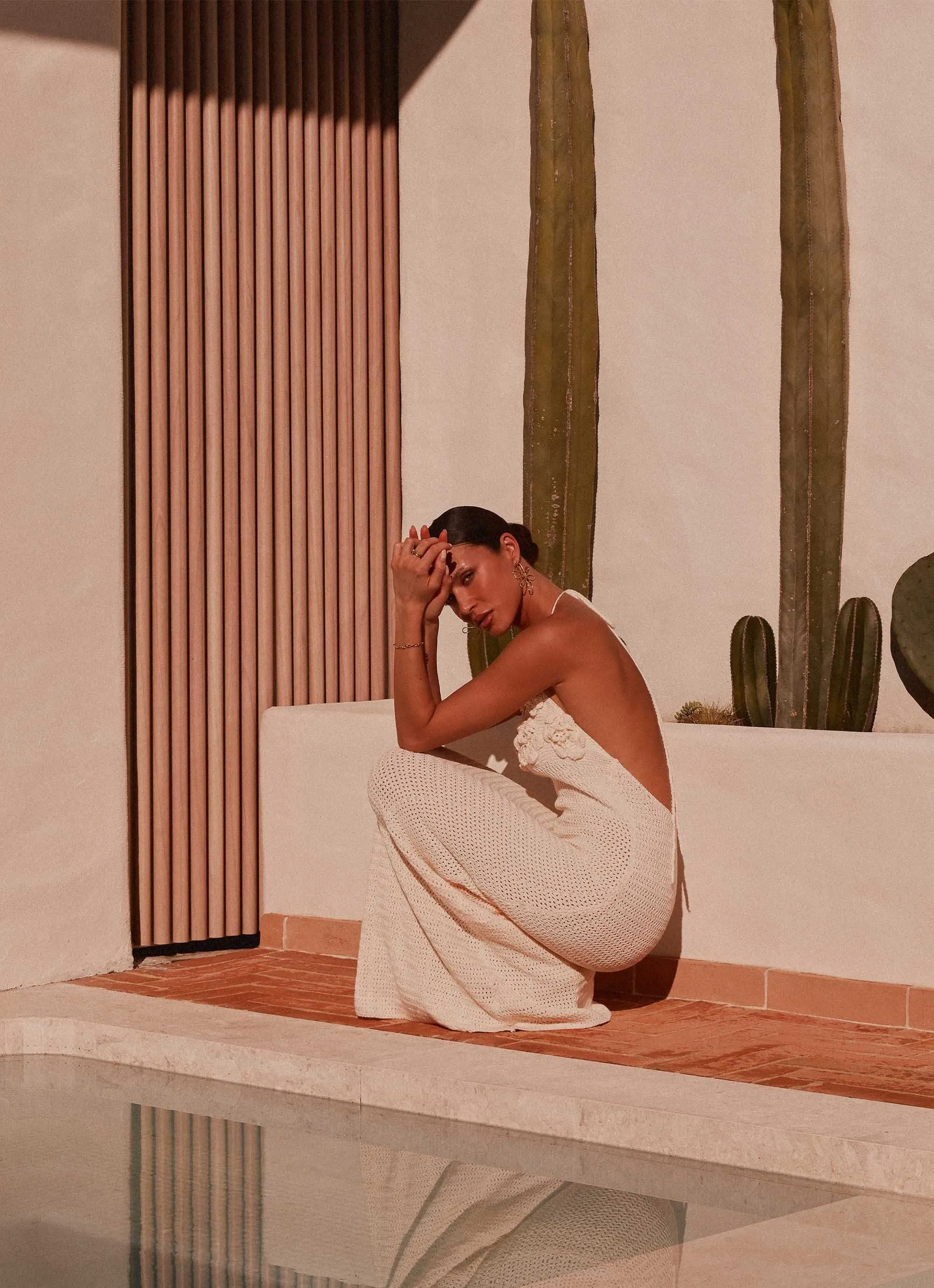 Zara Rose Crochet Maxi Dress - Ivory Eco Friendly Material