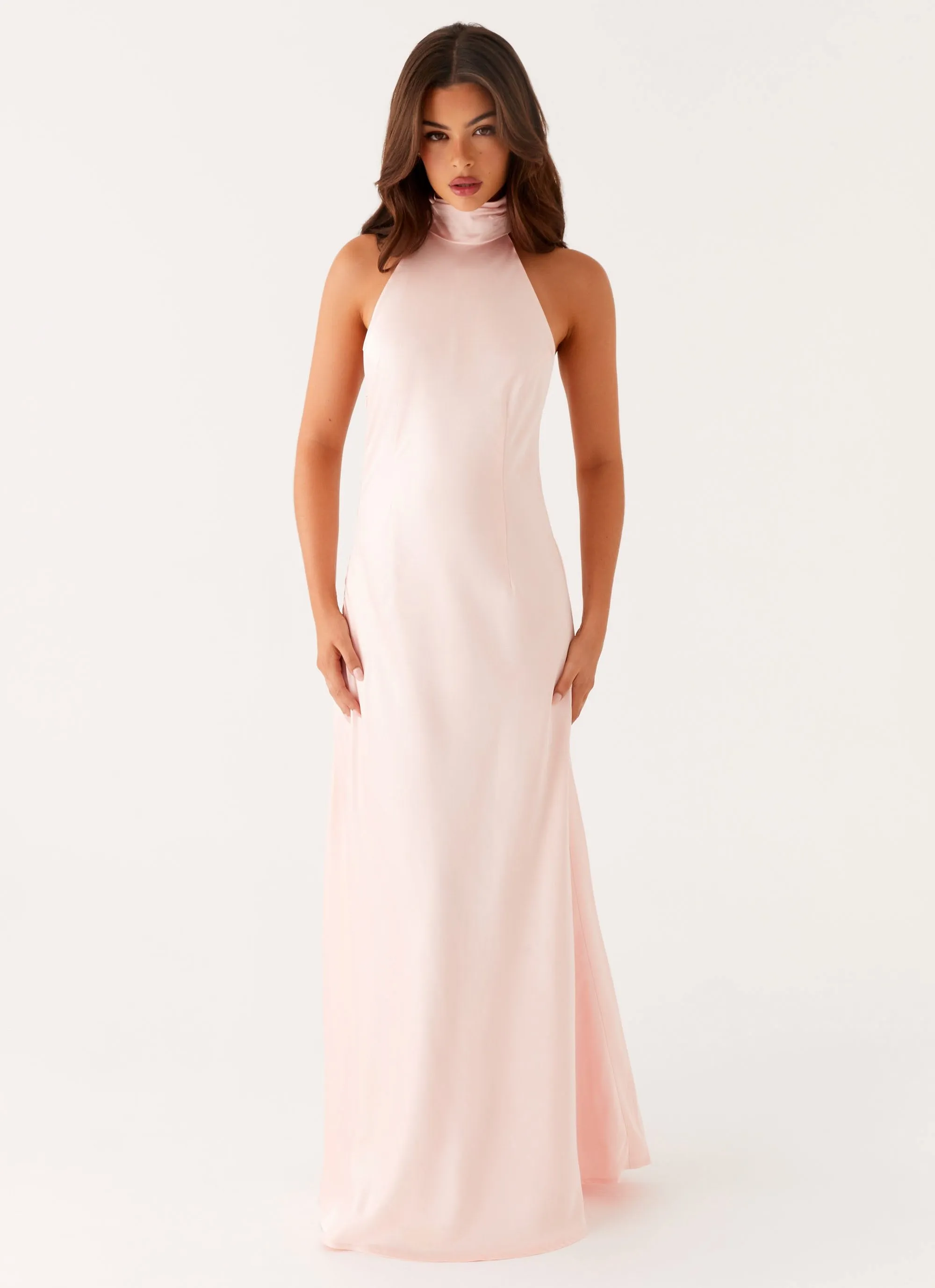 Ergonomic Sleeve Cut Siani Backless Maxi Dress - Pink