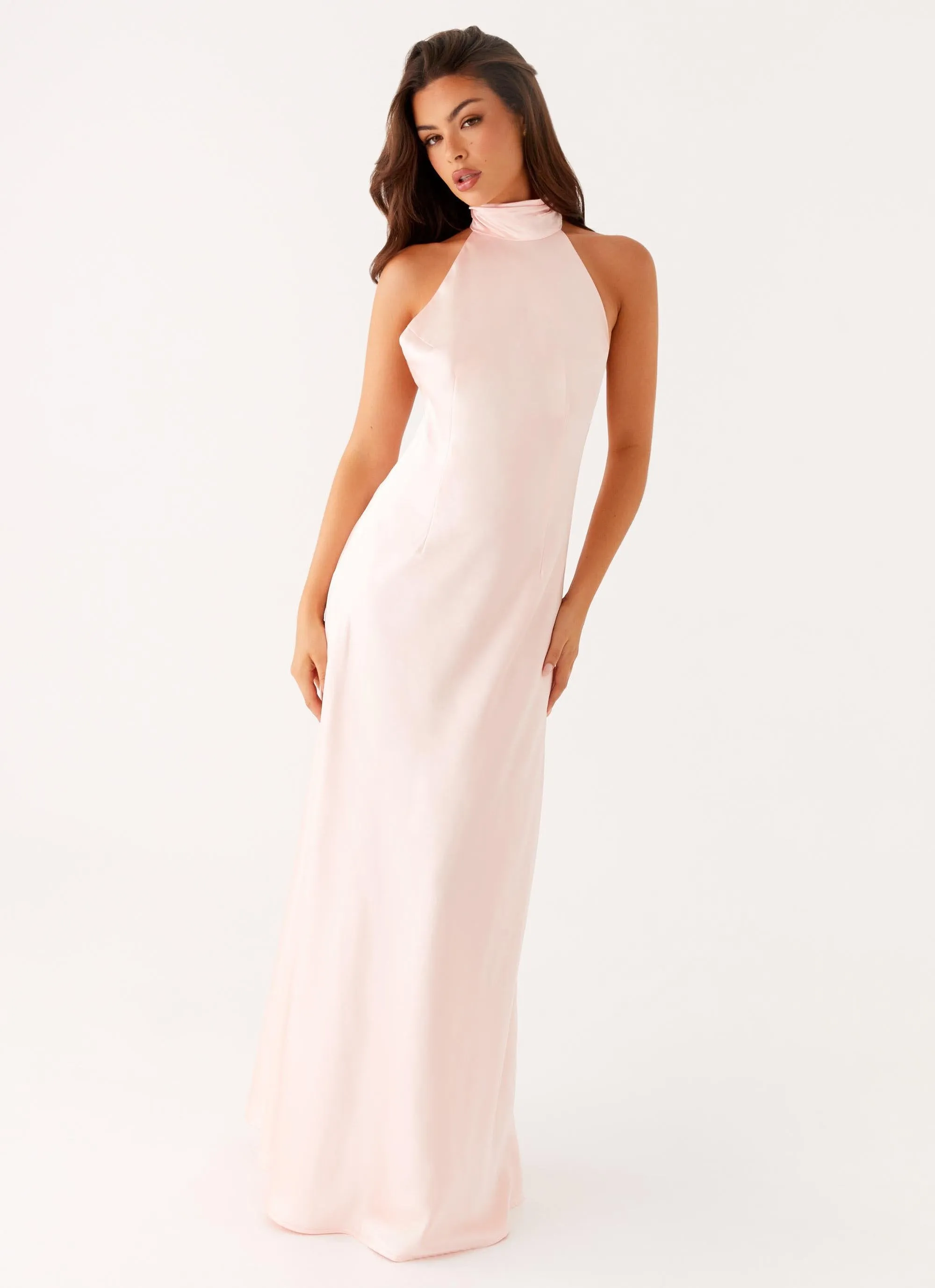 Siani Backless Maxi Dress - Pink Chic Look Distressed finish