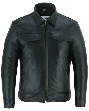 Signature City Casual Black Leather Shirt