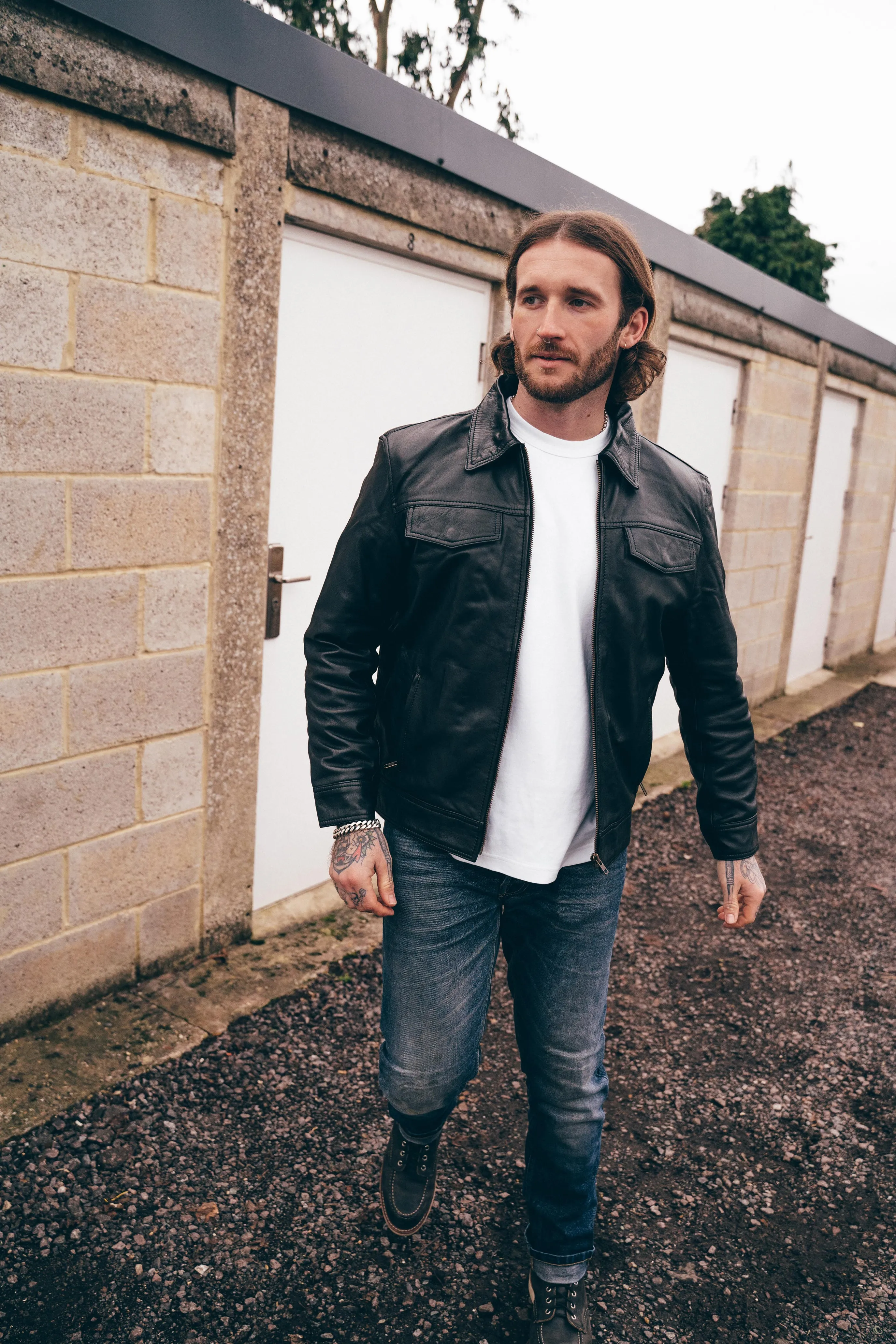 Signature City Casual Black Leather Shirt