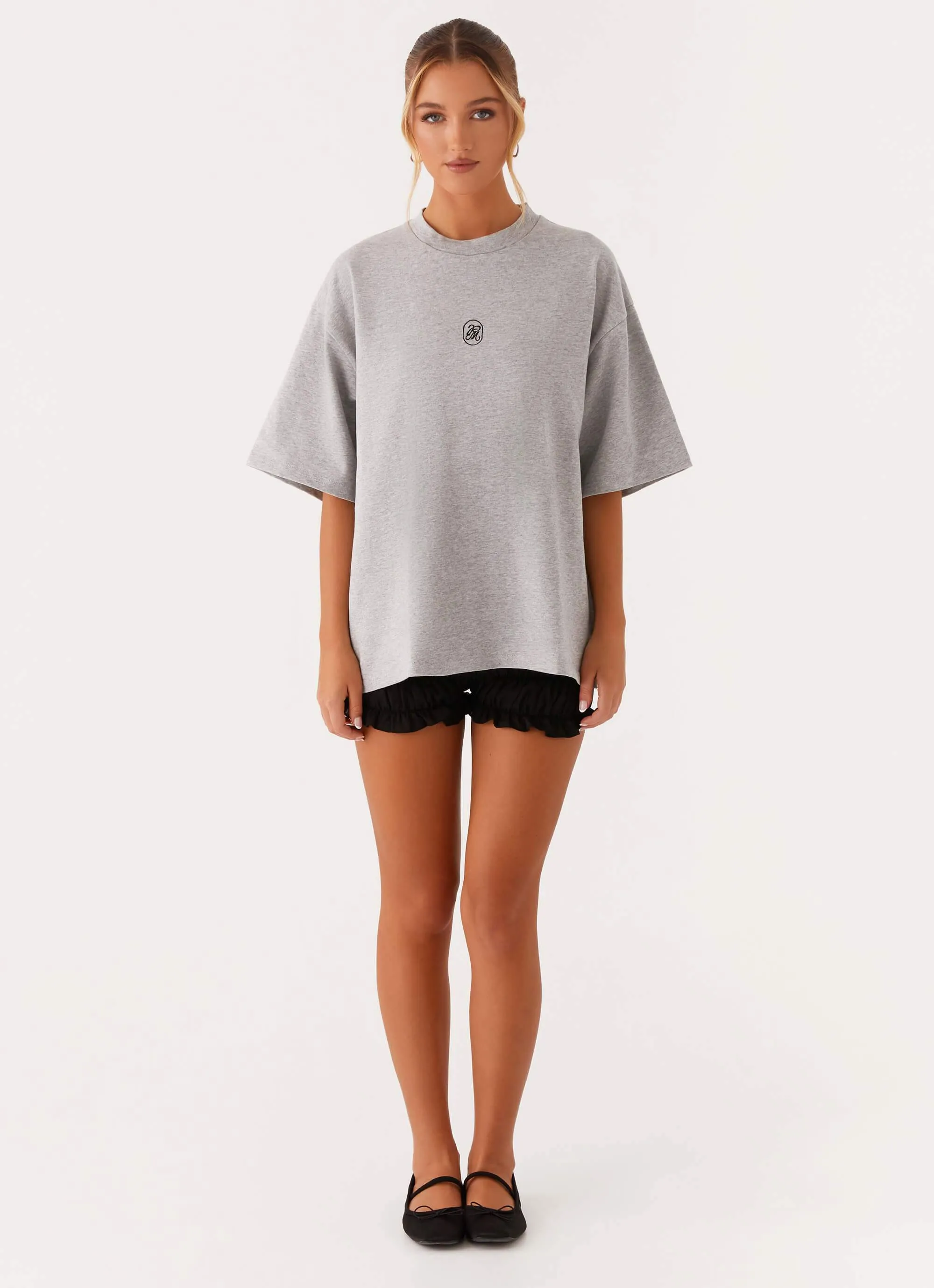 DropShoulderDesign Seam Free Edging Signature Oversized Tee - Grey