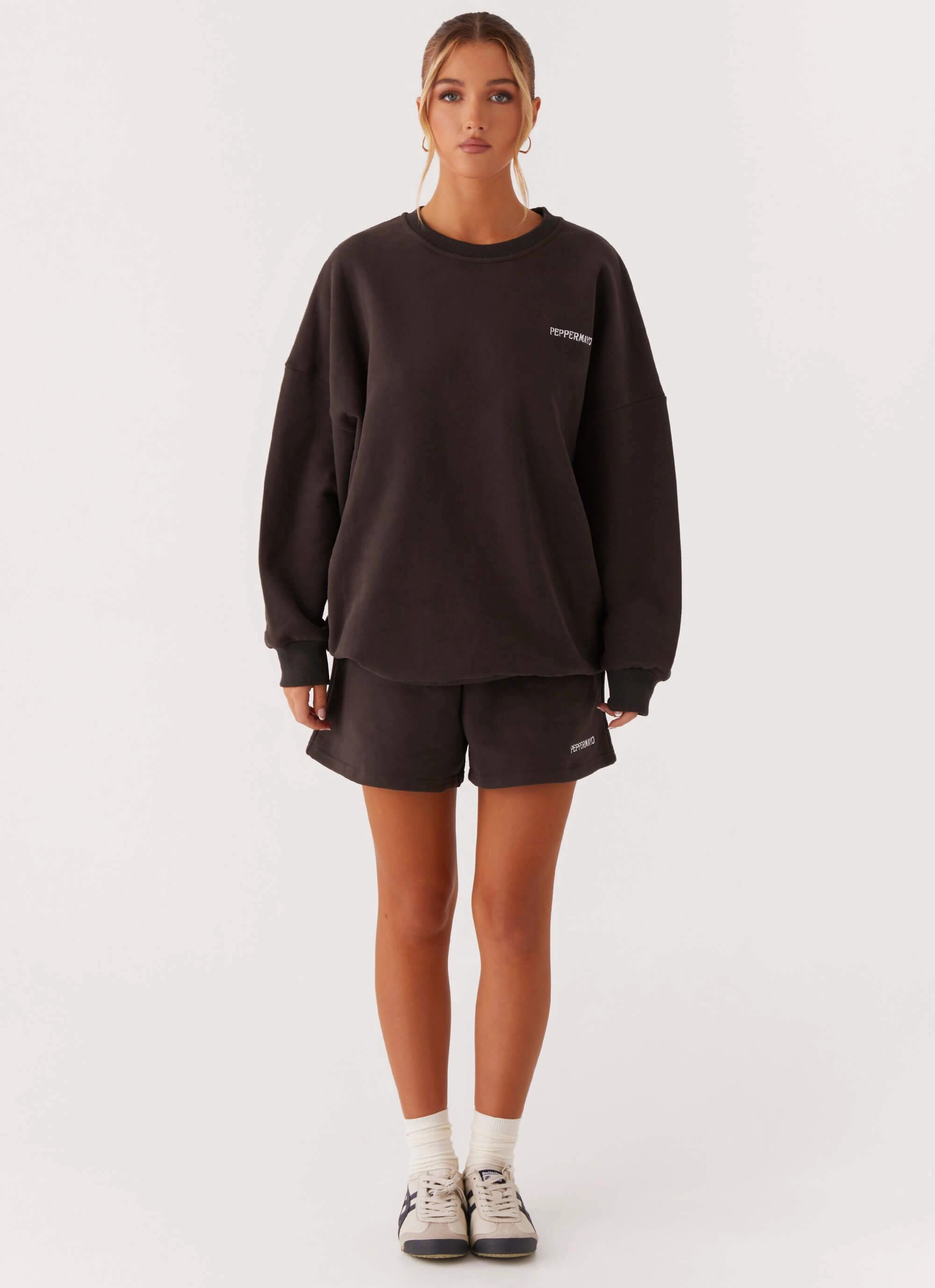 Printed design Signature Sweatshorts - Charcoal