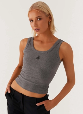 FrictionResistant Trim Signature Tank Top - Dark Grey Marle
