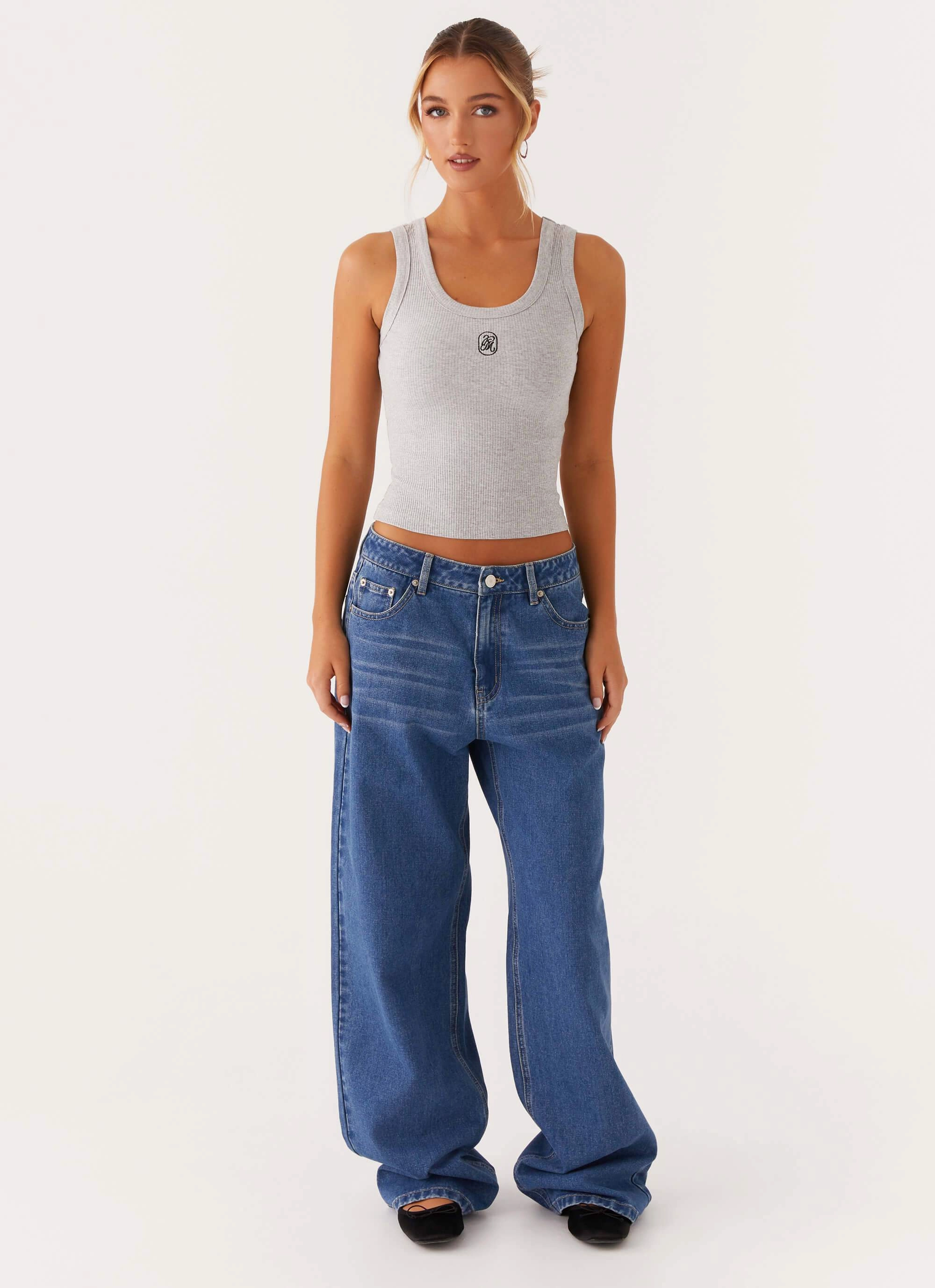 Signature Tank Top - Light Grey Marle Fleece Pullover MultiPocket Design