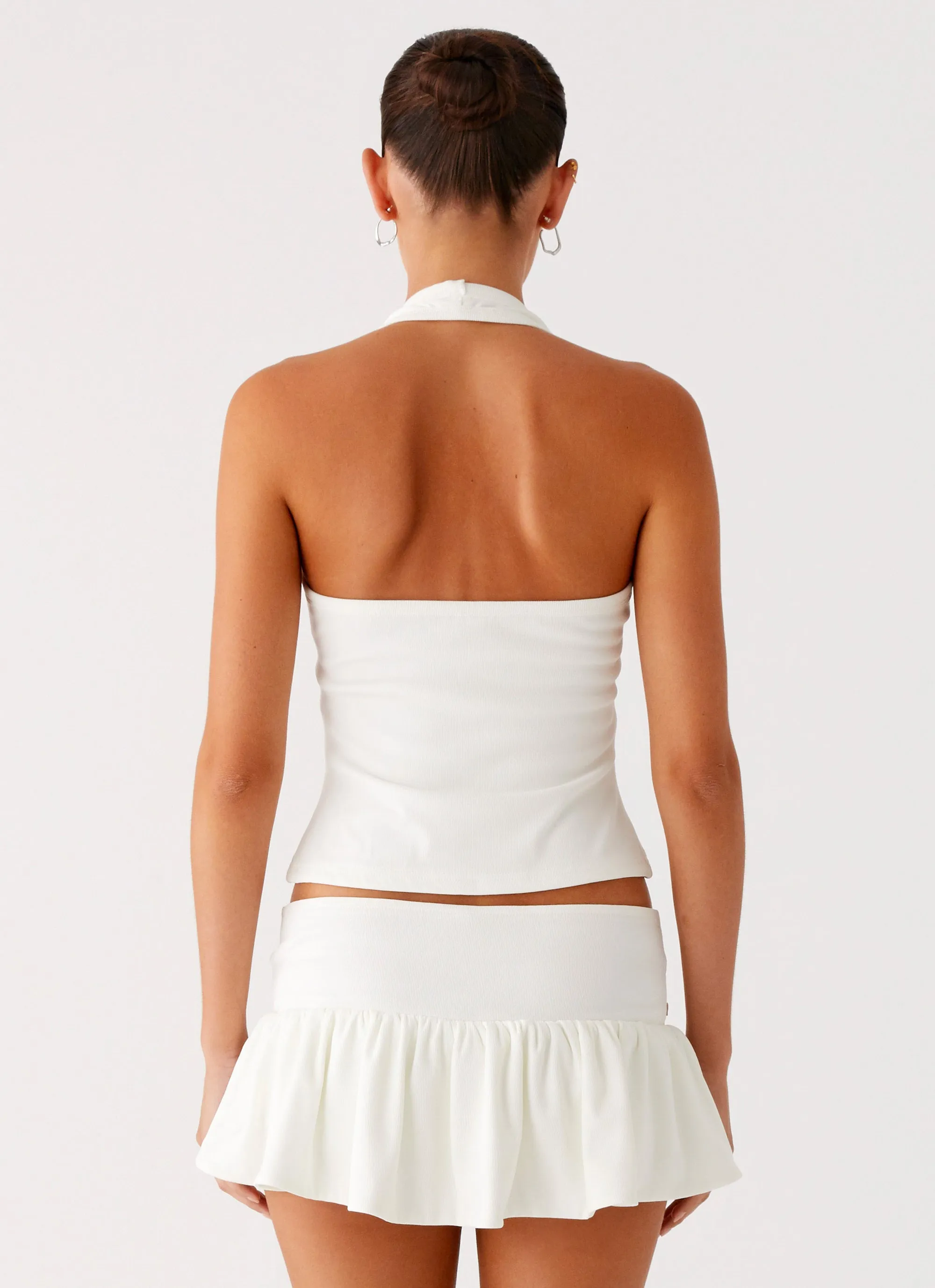 Vegas Nights Low Rise Skort - White Simple Comfort Neat Look