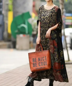 Silk Floral Loose Long Dresses Plus Size Women Dresses