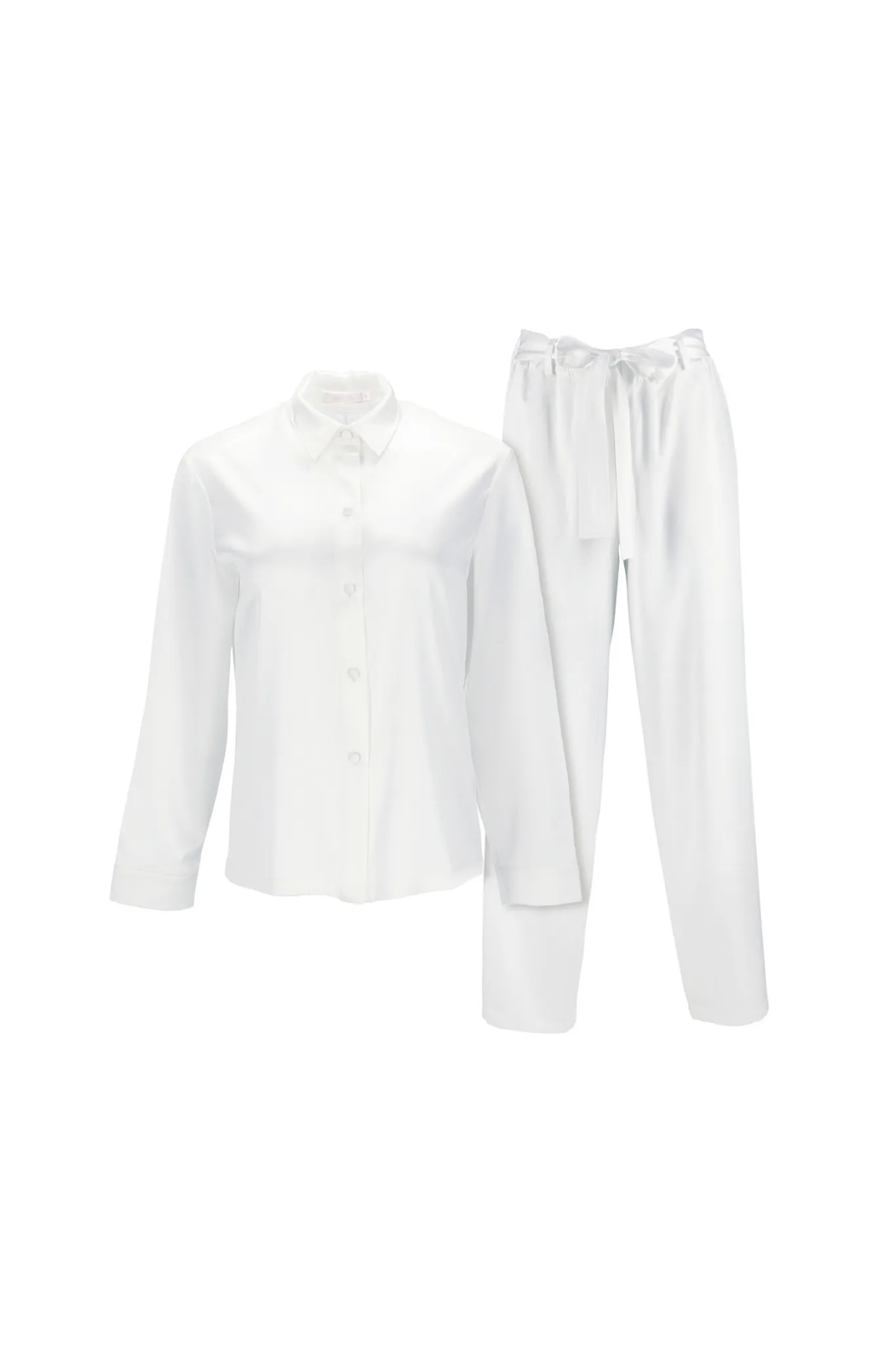 Silk Pajama Set 'Tyche' in Milk White