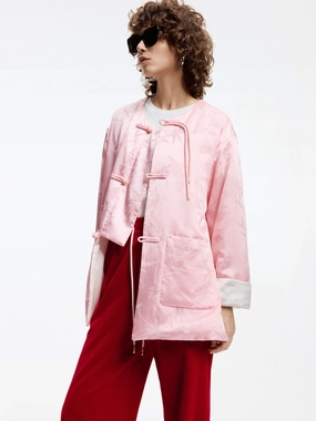 Silk Blend Collarless Coat