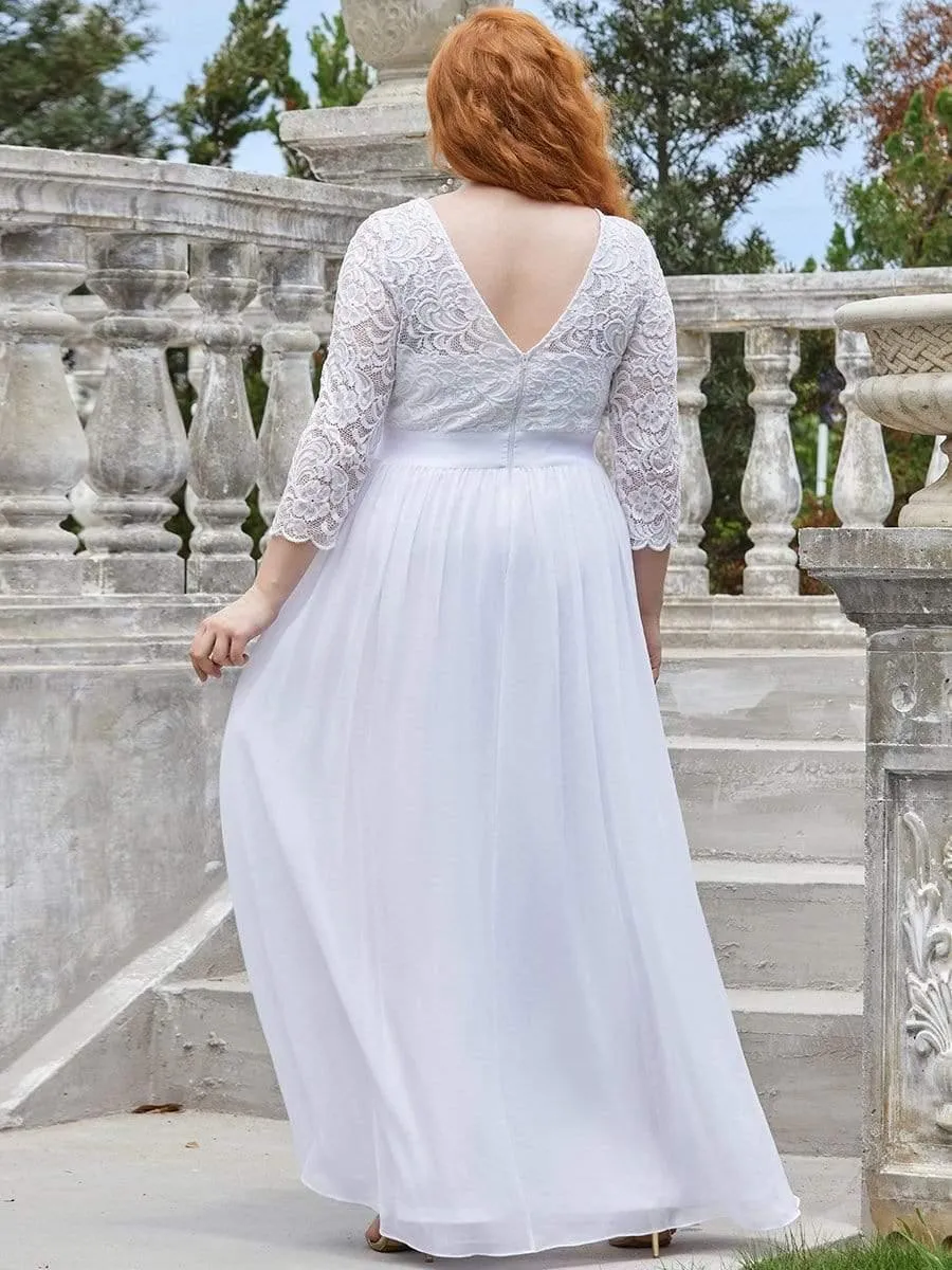 Simple Plus Size Lace Evening Dress with Half Sleeves