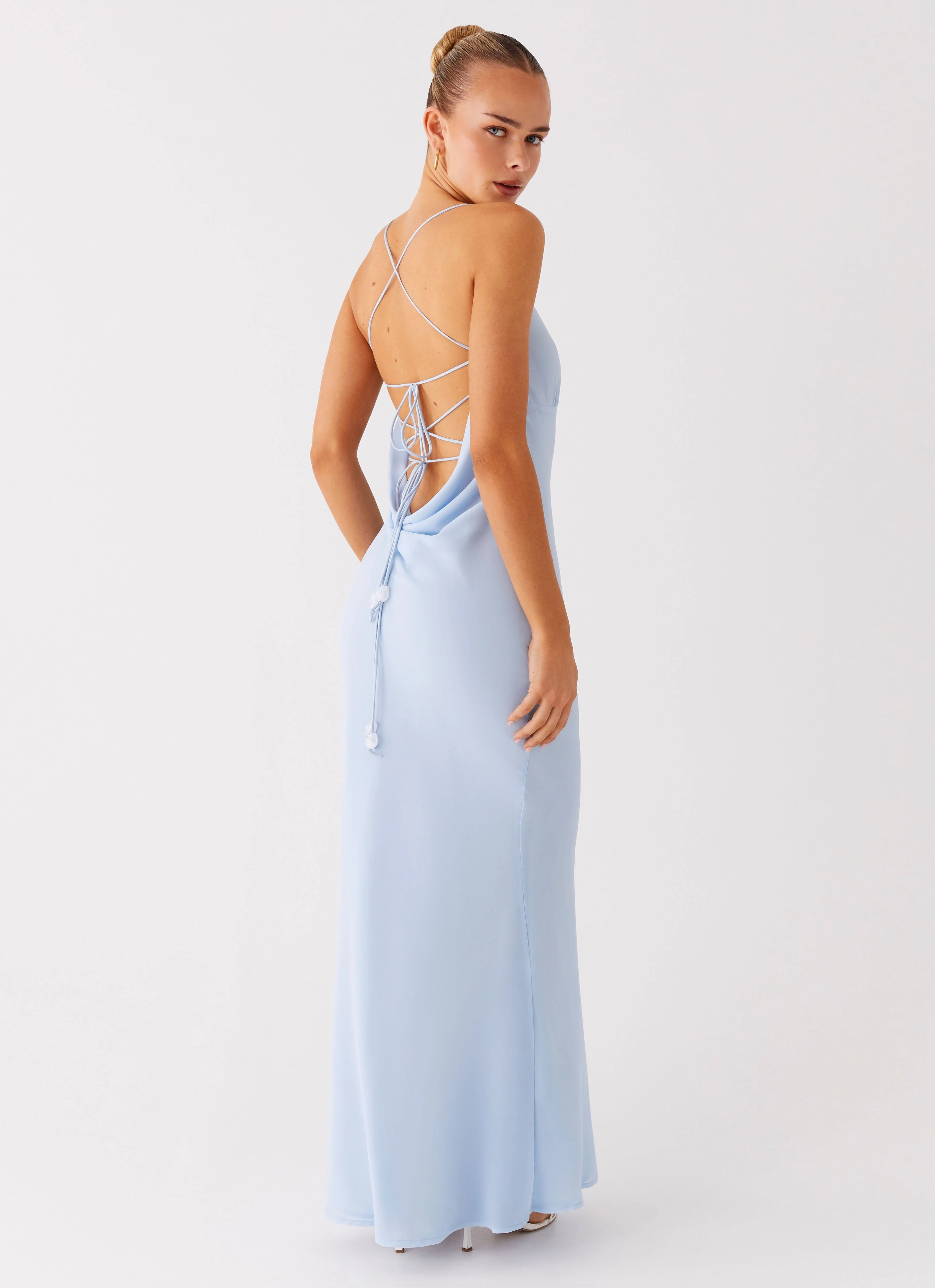 Cabello Maxi Dress - Pale Blue Smart and Stylish Vibrant Waist